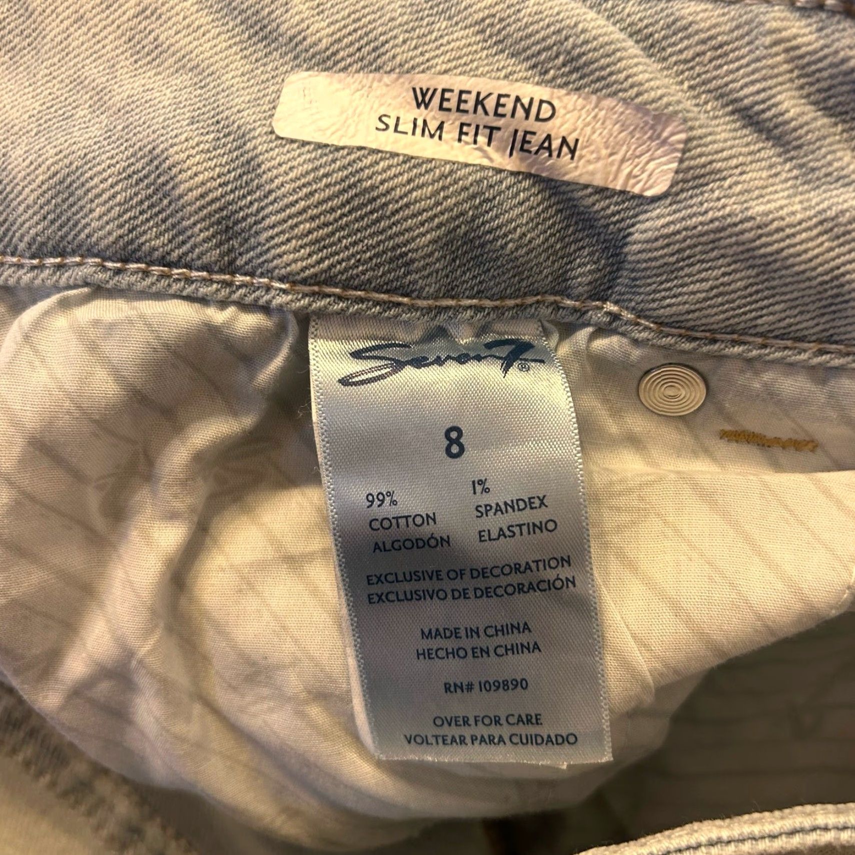 Vintage Seven7 Womens Jeans Blue Denim Distressed Weekend Slim Fit Raw Hems Stretch 8 Size 30" / US 8 / IT 44 - 5 Thumbnail