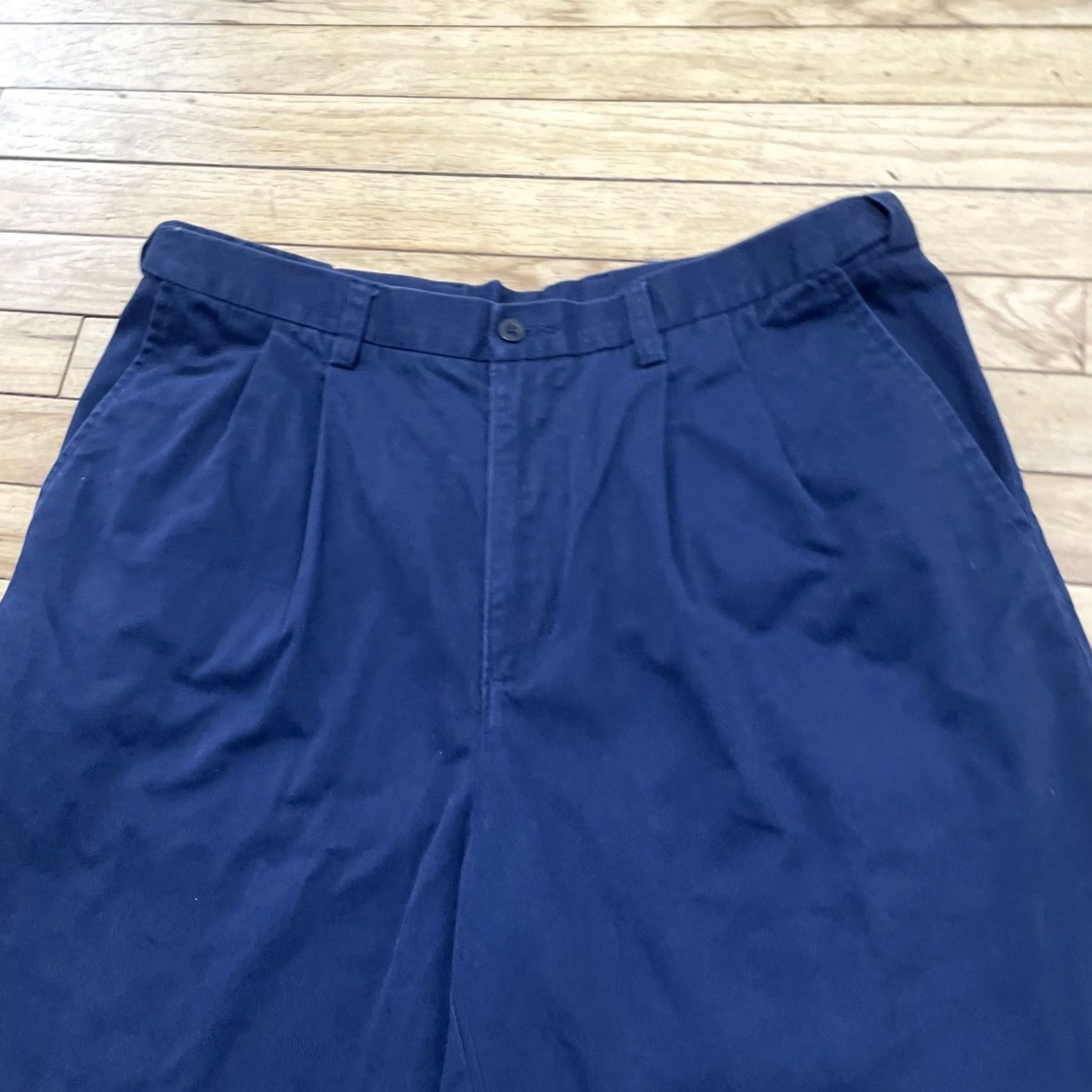 Vintage VINTAGE Puritan Pleated Chino Shorts Men 36 Navy Blue 90s Preppy Y2k Adjustable Lisn Linen Cotton Short w Pockets Boys Size US 36 / EU 52 - 3 Thumbnail