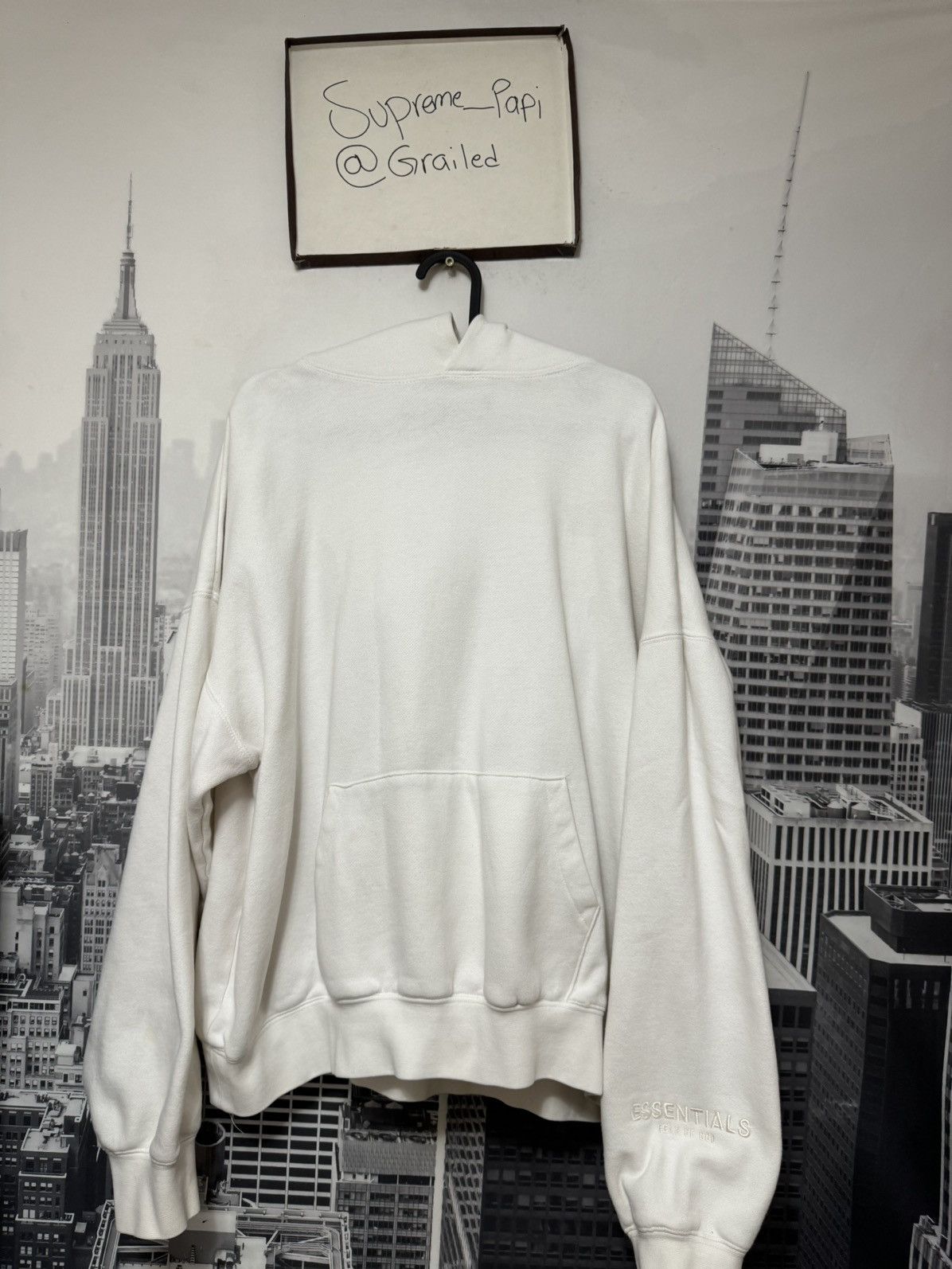🔥Fear of God Essentials Boxy 3M Graphic Hoodie SZ Med White