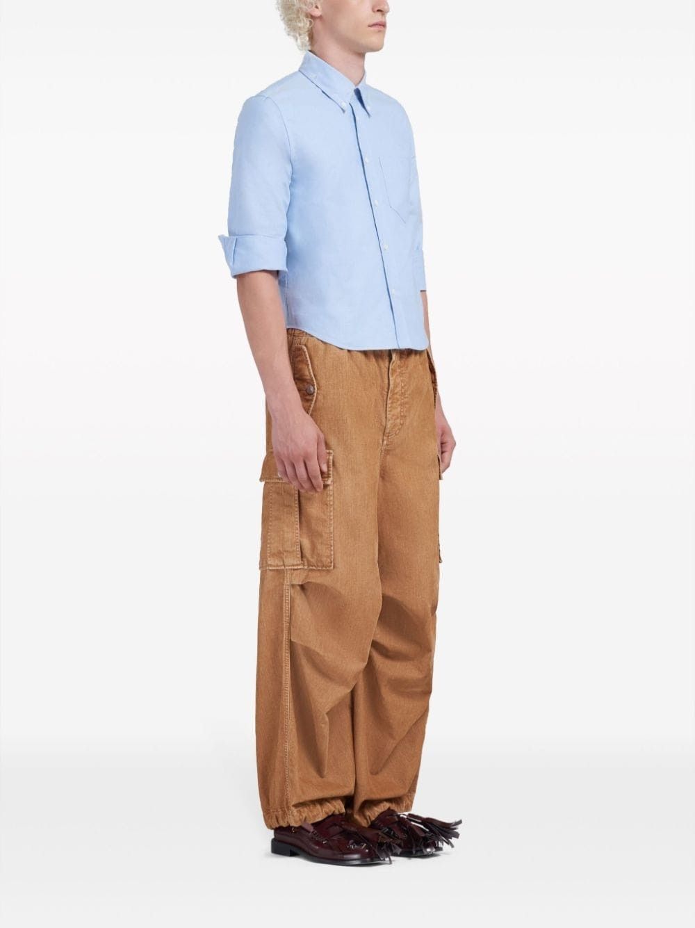 Marni oc11z0525 Draped-Detail Cargo Pants in Brown Size US 36 / EU 52 - 4 Thumbnail