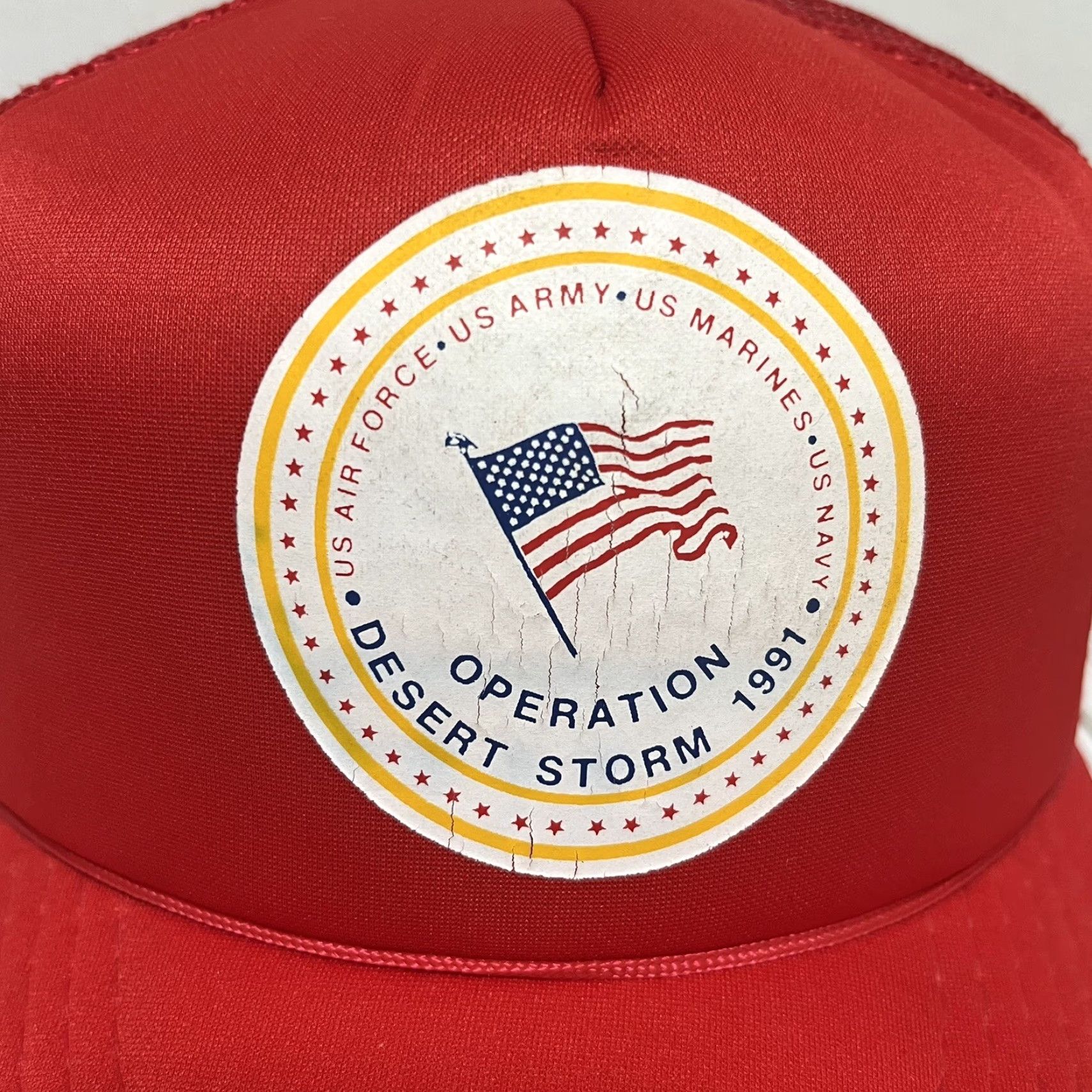 Vintage VINTAGE Operation Desert Storm 1991 Hat Cap Snap Back Rope Trucker Army Marines Navy Mens Trucker Hat Red 90s USA Sports Outdoor Accessories Size ONE SIZE - 2 Thumbnail