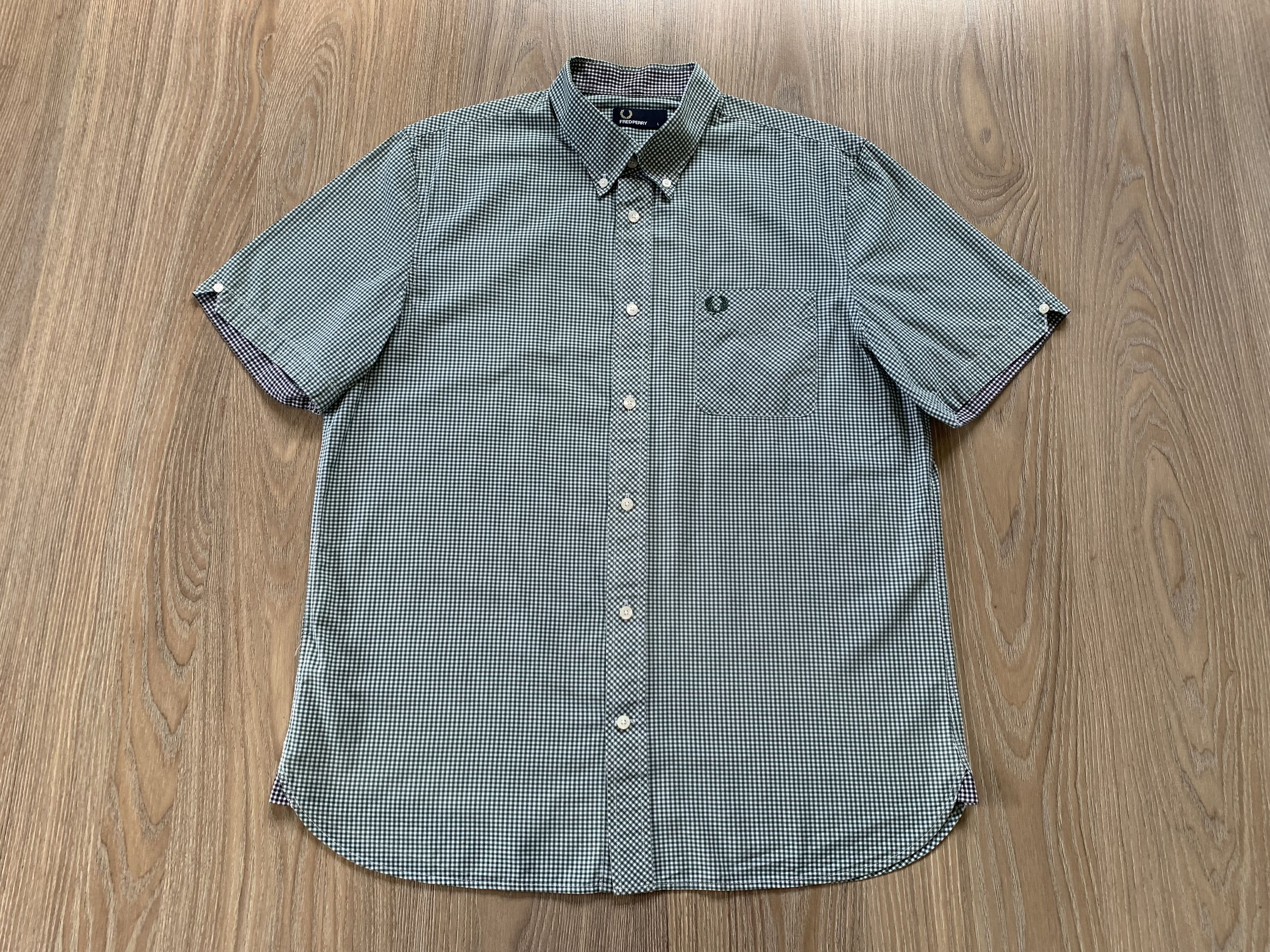 Fred Perry Fred Perry Short Sleeve Micro Plaid Cotton Shirt Size US L / EU 52-54 / 3 - 3 Thumbnail