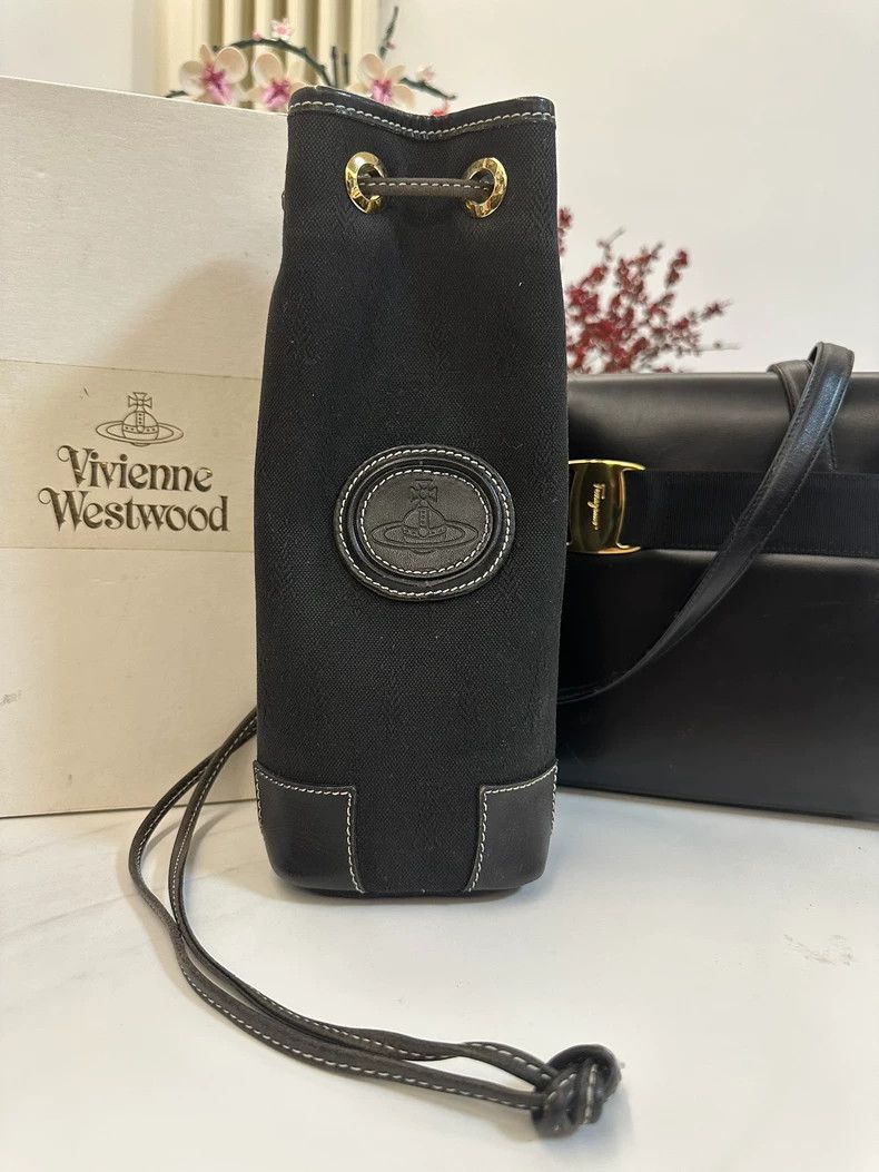 Vivienne Westwood Vivienne Westwood size os Black matte canvas Saturn logo bu Size ONE SIZE - 1 Thumbnail