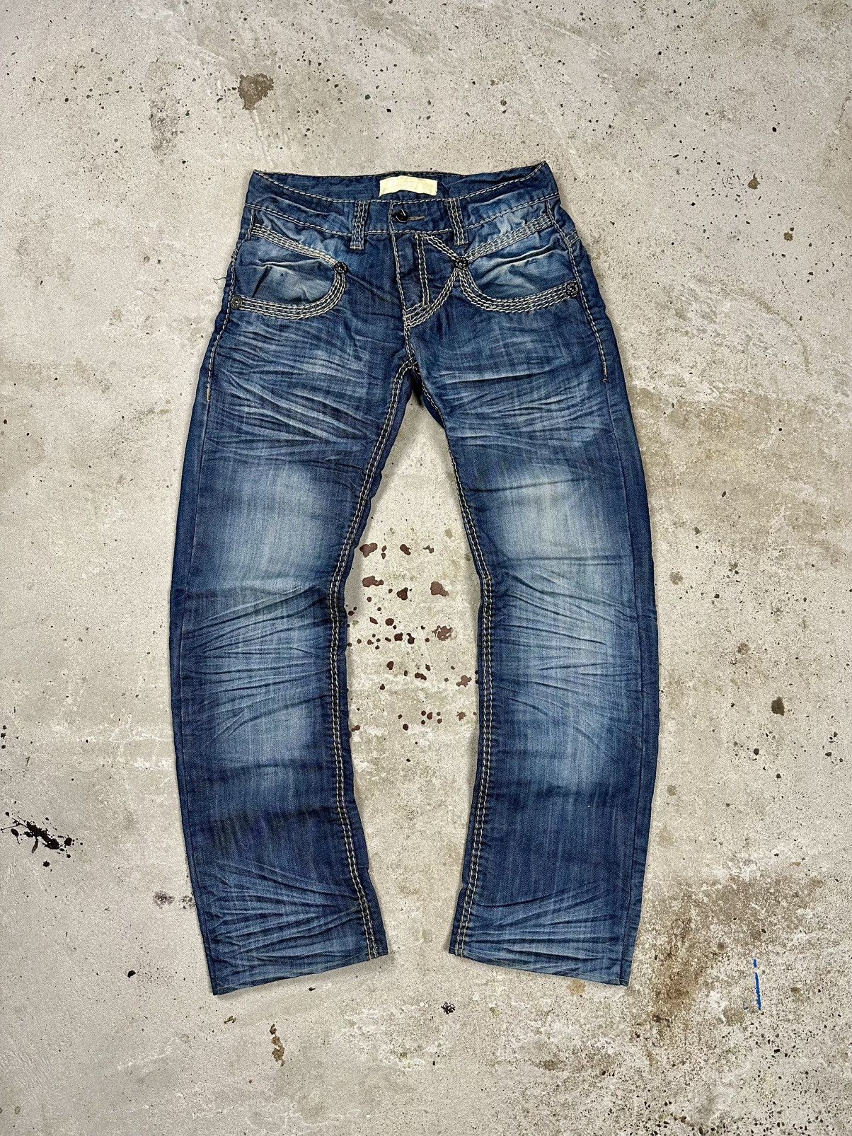 If Six Was Nine × Le Grande Bleu (L.G.B.) × Vintage Vintage Y2K Japanese Style Washed Denim Stitched Pants Jeans Size US 28 / EU 44 - 2 Thumbnail