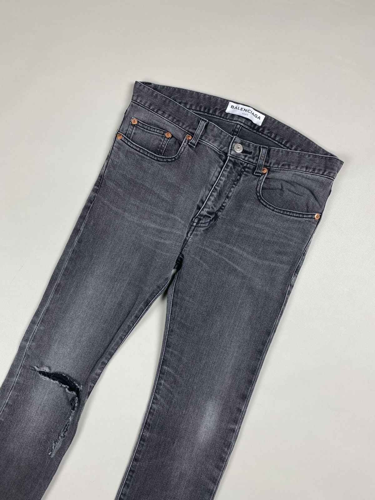 Balenciaga Balenciaga ladies distressed denim skinny biker jeans Size 28" / US 6 / IT 42 - 2 Thumbnail
