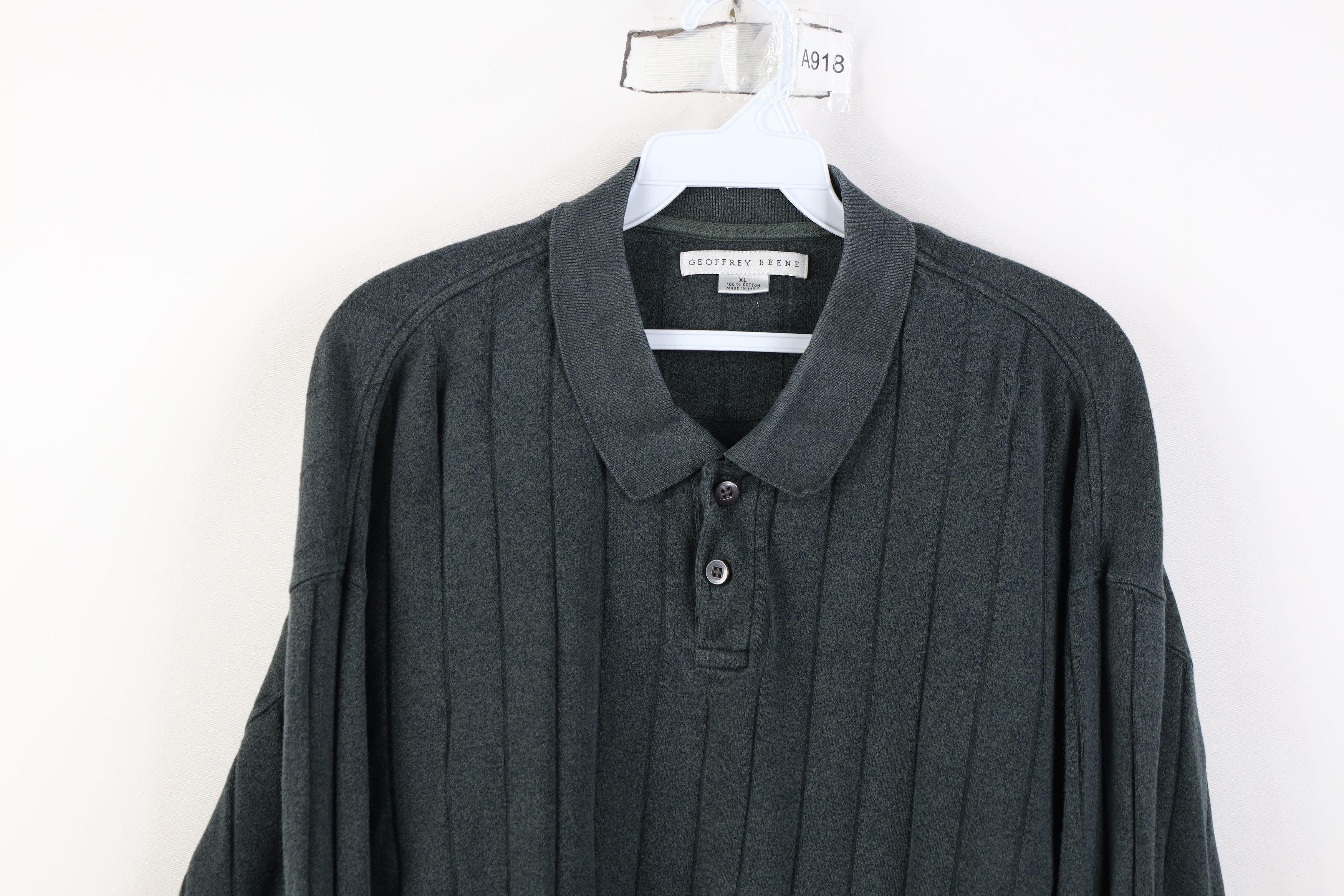 Vintage Vintage 90s Streetwear Knit Long Sleeve Rugby Polo Green Size US XL / EU 56 / 4 - 2 Thumbnail