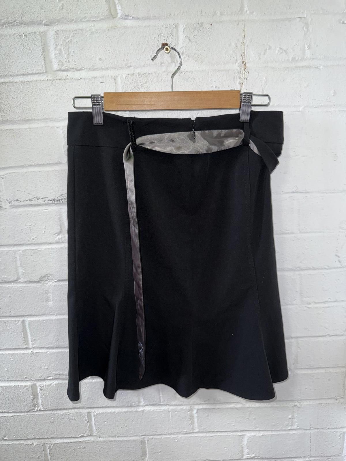 River Island Stylish Black Skirt with Satin Tie - River Island Size 28" / US 6 / IT 42 - 1 Thumbnail