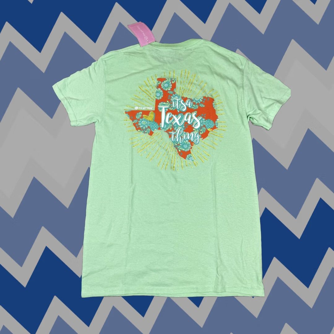 Vintage itsa Girl Thing Shirt Womens Small Green Texas Thing Graphic Tee Glitter Floral Size S / US 4 / IT 40 - 1 Thumbnail