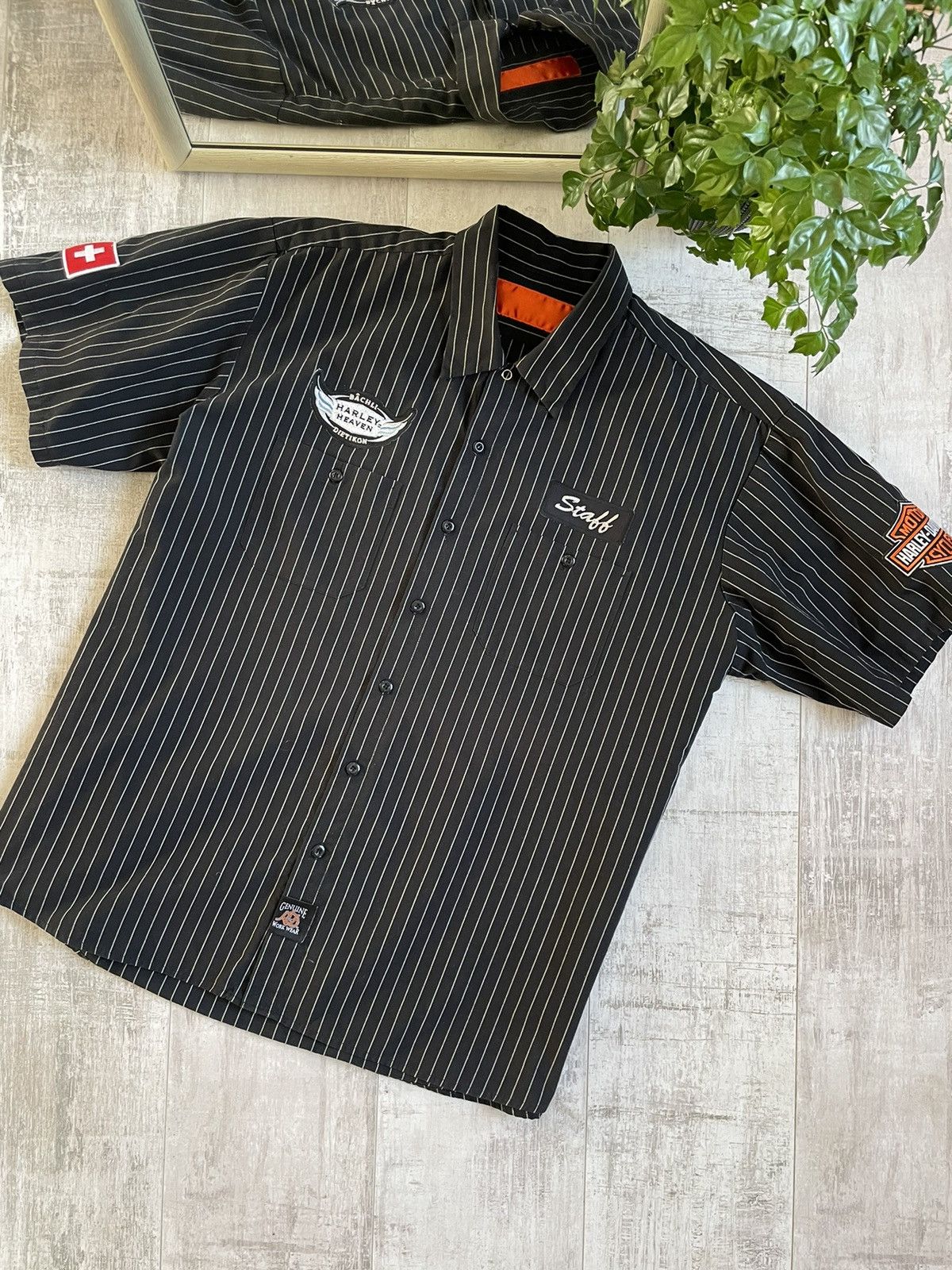 Harley Davidson × Vintage Harley Davidson Vintage Work Wear Shirt Striped Motorcycle Size US L / EU 52-54 / 3 - 3 Thumbnail