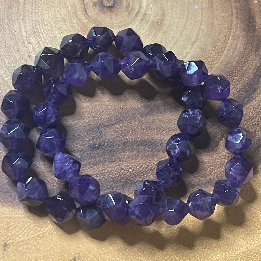 Other Amethyst purple diamond stretch beaded bracelet 7” crystal h Size ONE SIZE - 9 Thumbnail