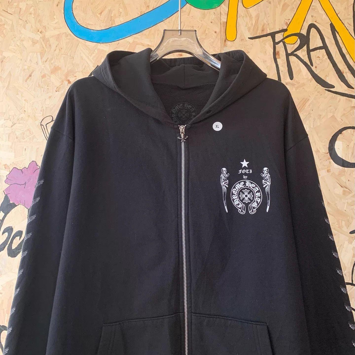 Chrome Hearts ChromeHearts Black Foti Hoodie Arm Stripe Cross Silver Zip Size US XL / EU 56 / 4 - 3 Thumbnail