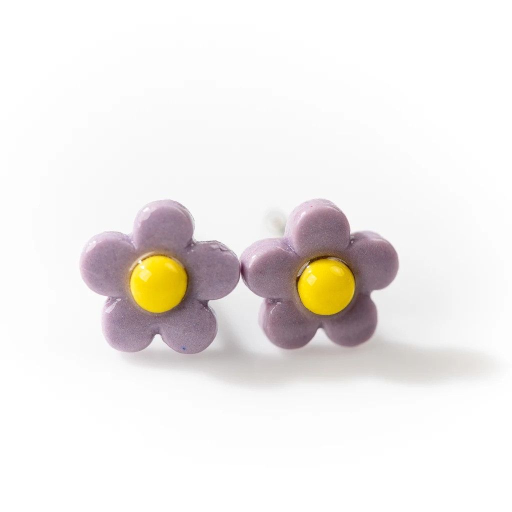 Jewelry Small Flower Stud Earrings Ceramic Ear Gift For Her Size ONE SIZE - 1 Preview