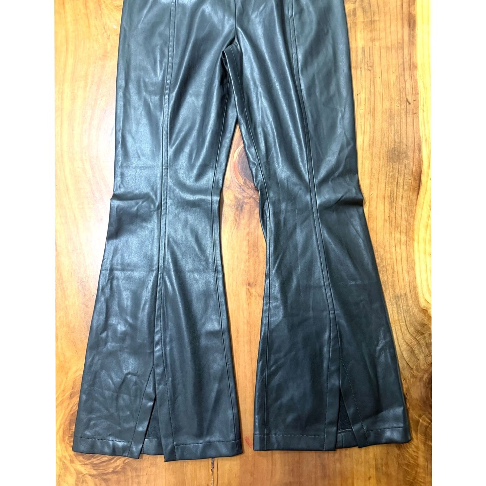 Free People Free People We the Free Pants 33 The Real Deal Vegan Faux Leather Flare Slit Zip WW12 Womens Size 24" / US 00 / IT 34 - 2 Thumbnail