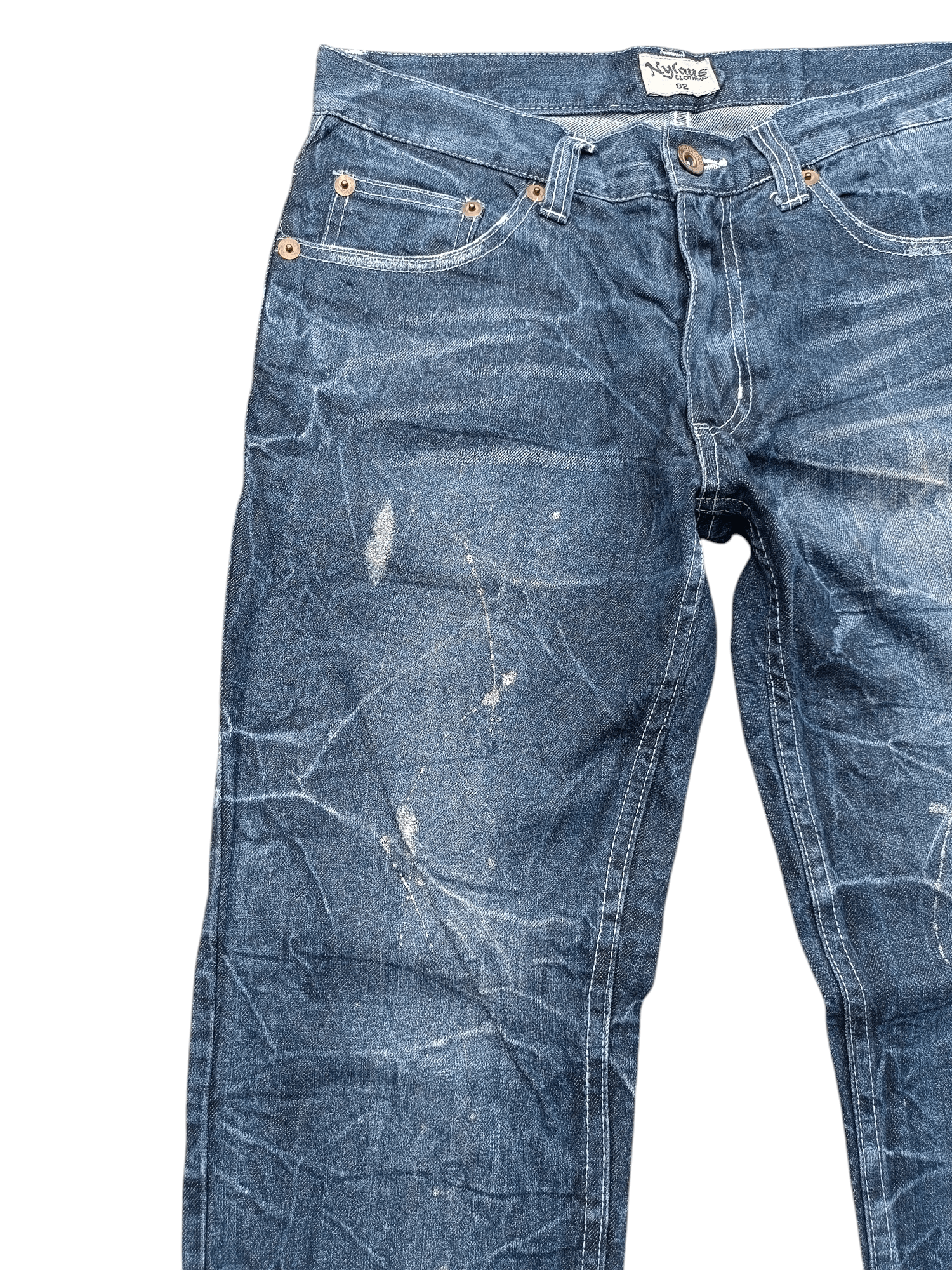 Japanese Brand × Le Grande Bleu (L.G.B.) × Tornado Mart RARE Flared Nylaus Whiskers Distressed Jeans Size US 31 - 8 Thumbnail