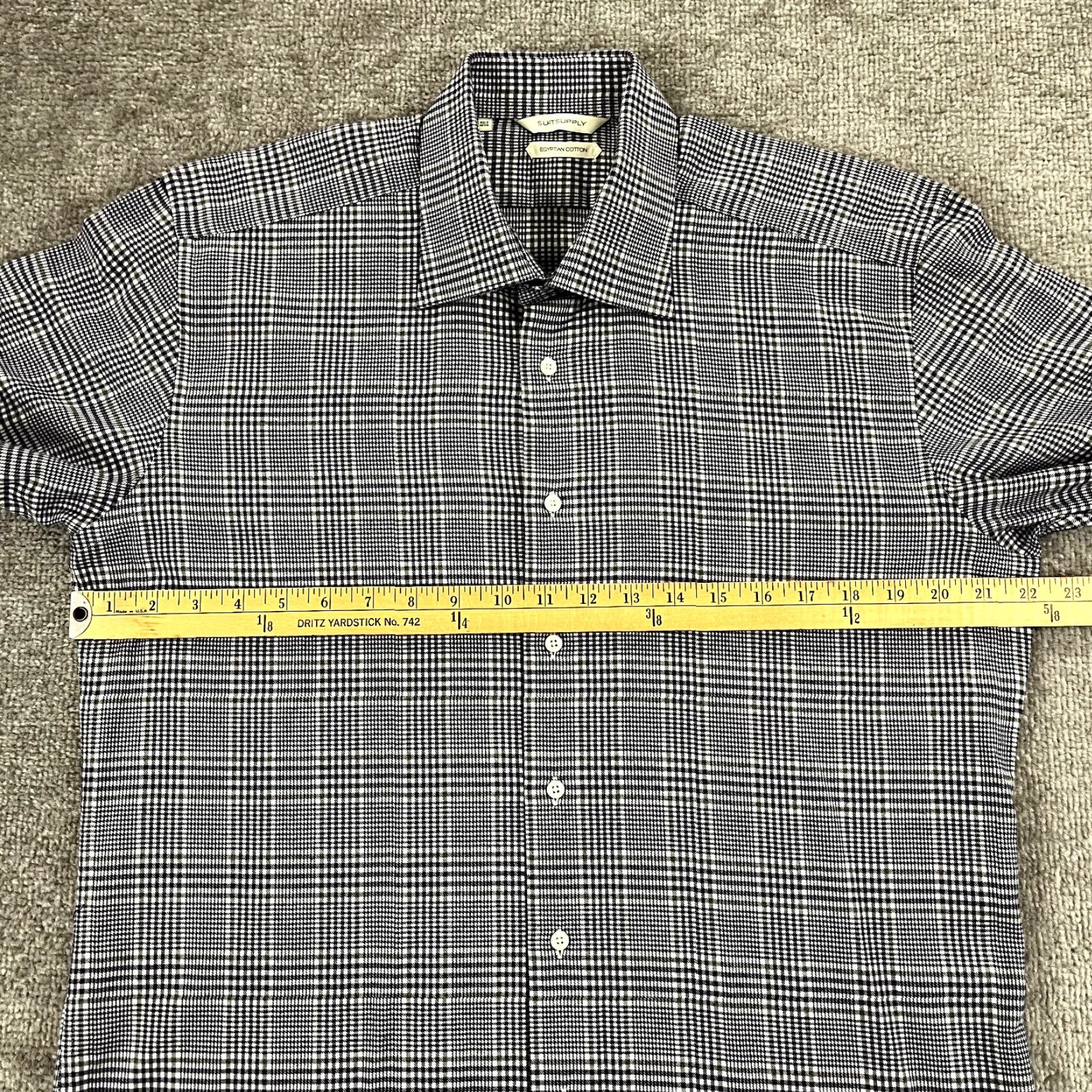 Suitsupply Suitsupply Dress Shirt Mens Large 16.5L Long Sleeve Blue White Houndstooth Plaid Classic Size US L / EU 52-54 / 3 - 5 Thumbnail