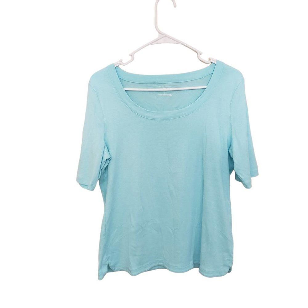 Designer CT559 Talbots Ladies Aqua Short Sleeve T-shirt L Size L / US 10 / IT 46 - 1 Thumbnail
