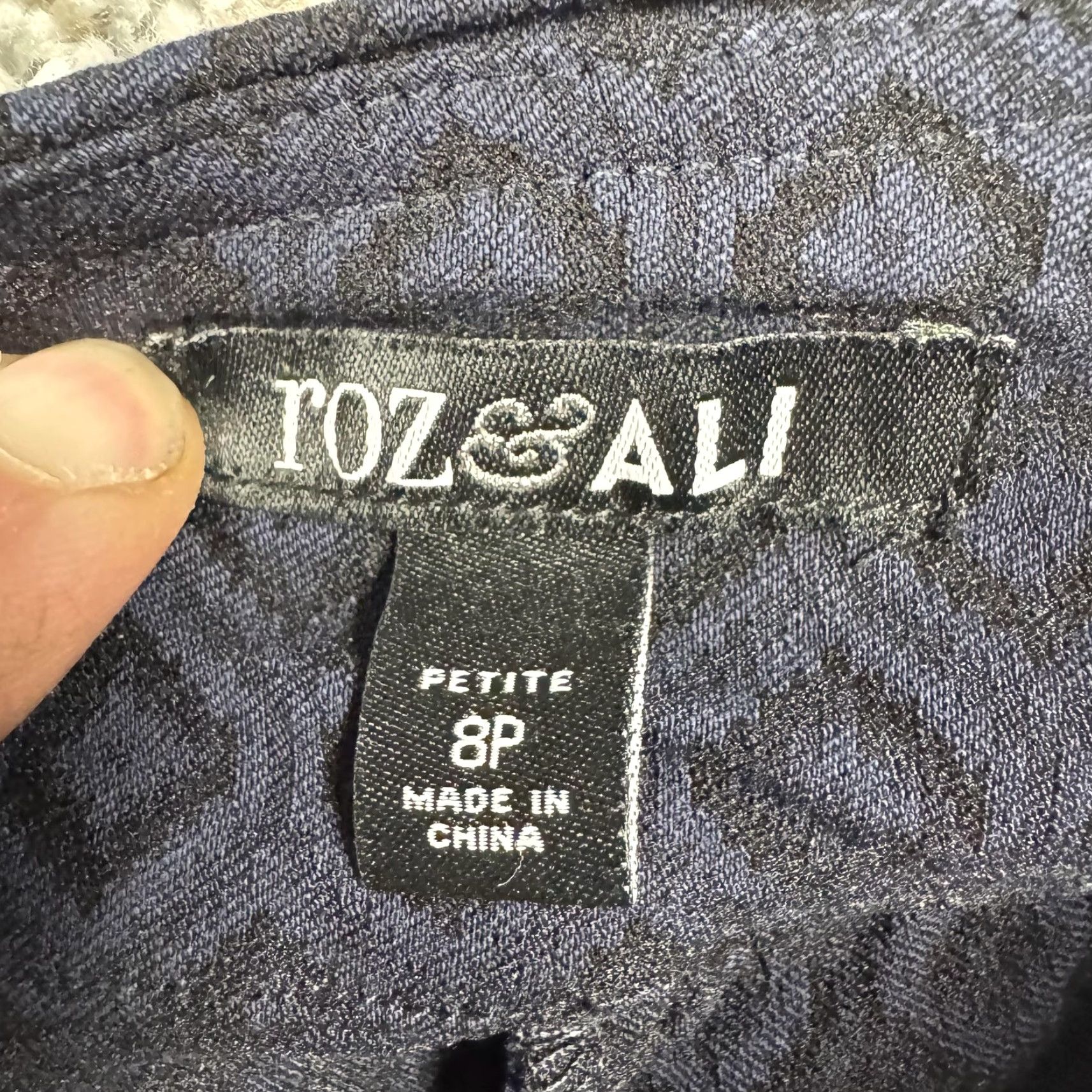 Vintage Roz & Ali Pants Womens 8P Petite Blue Ponte Ankle Workwear Geometric Tapered Pull On Elastic Waist Office Casual Size 30" / US 8 / IT 44 - 6 Thumbnail