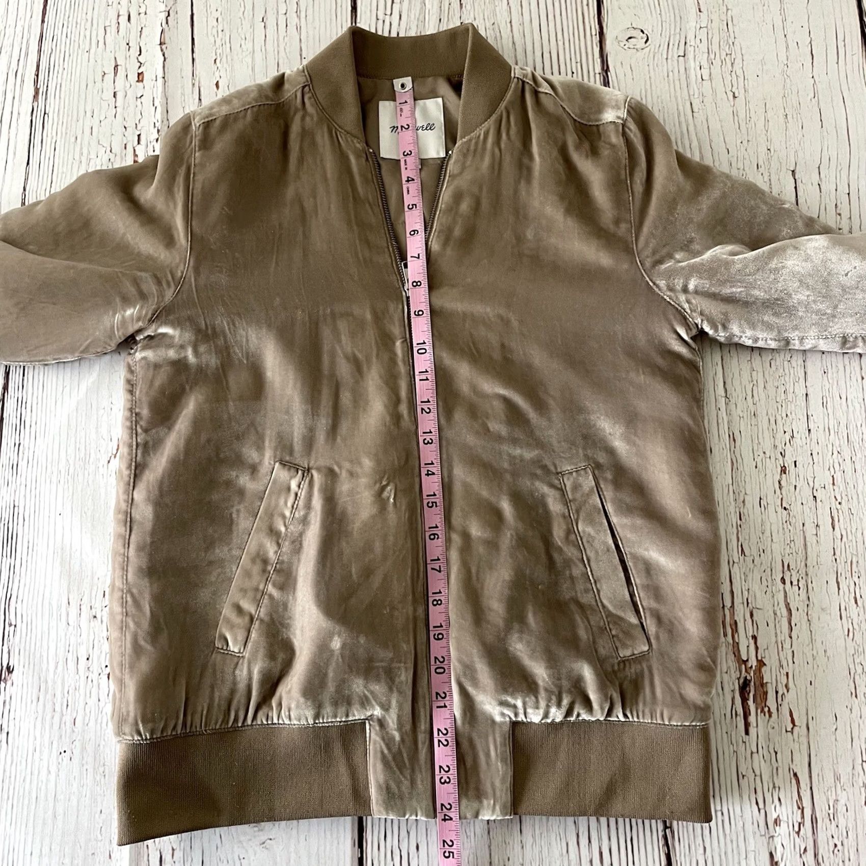 Madewell Madewell Full Zip Velour Jacket Women's XS Brown Bomber Jacket Casual Velour Jacket Womens XS Brown Madewell Full Zip Velour Jacket Size XS / US 0-2 / IT 36-38 - 4 Thumbnail