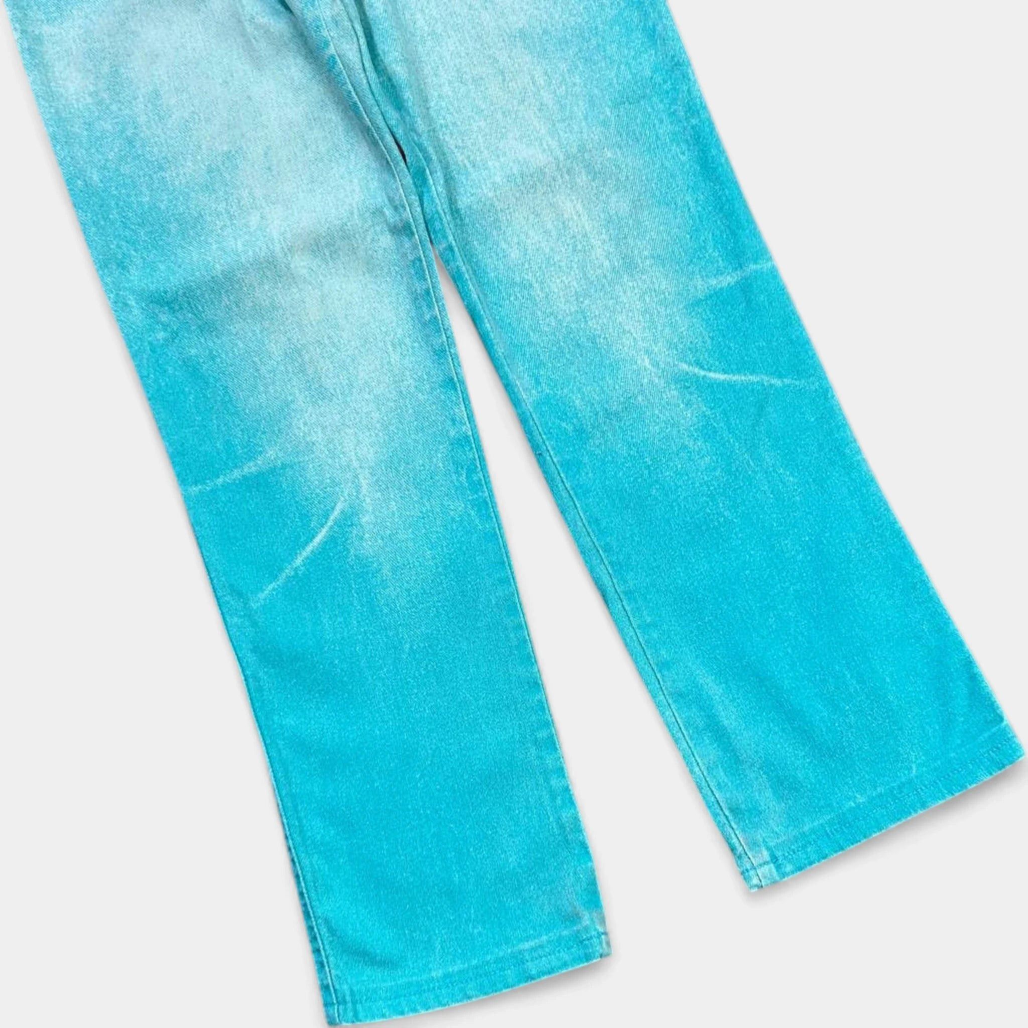 Roberto Cavalli Cavalli Jeans 2000's Turquoise Printed Effect Denim Pants Size US 31 - 3 Thumbnail
