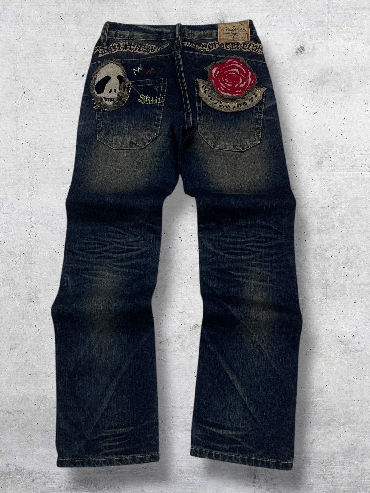 Tornado Mart 1990S LOLITA JAPAN DESIGNER SKULL ART MUDWASH ICONIC DENIM Size US 28 / EU 44 - 8 Thumbnail