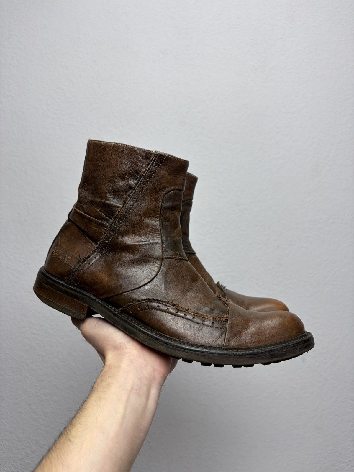 If Six Was Nine Vintage Italian AS 98 Rick Owens Style Leather Biker Boots Size US 9 / EU 42 - 9 Thumbnail
