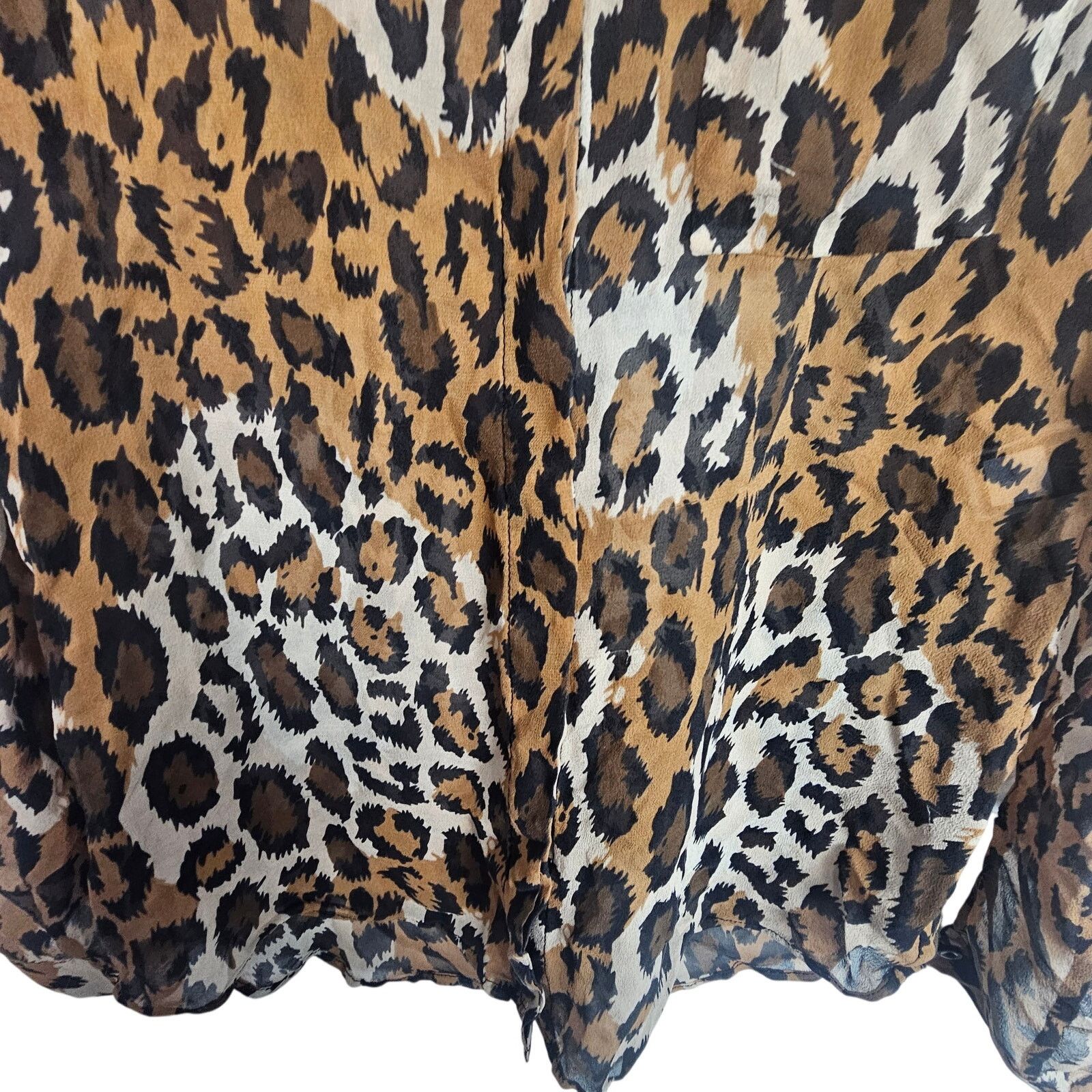 Diane von Furstenberg DIane Von Furstenberg DVF Women Silk Sheer Leopard Print Top Size XS / US 0-2 / IT 36-38 - 3 Thumbnail
