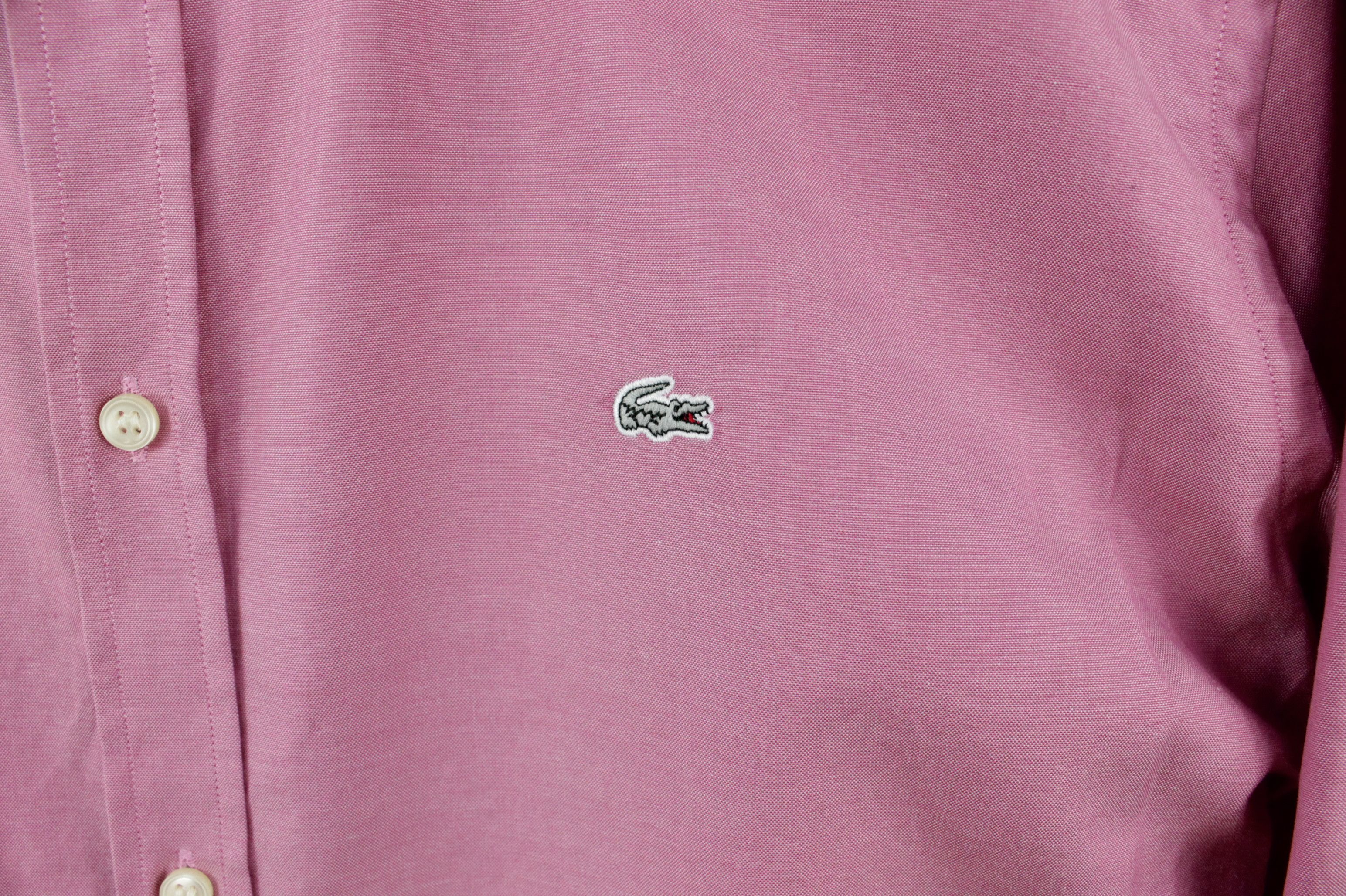 Designer × Lacoste Lacoste Woven Pink Cotton L/S Regular Fit Dress Shirt Size US L / EU 52-54 / 3 - 4 Thumbnail