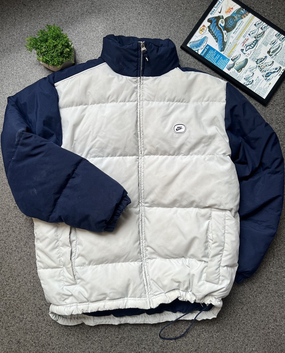 Nike × Vintage Vintage 90's Nike Drill Big Swoosh Down Puffer Jacket Bomber Size US M / EU 48-50 / 2 - 1 Thumbnail