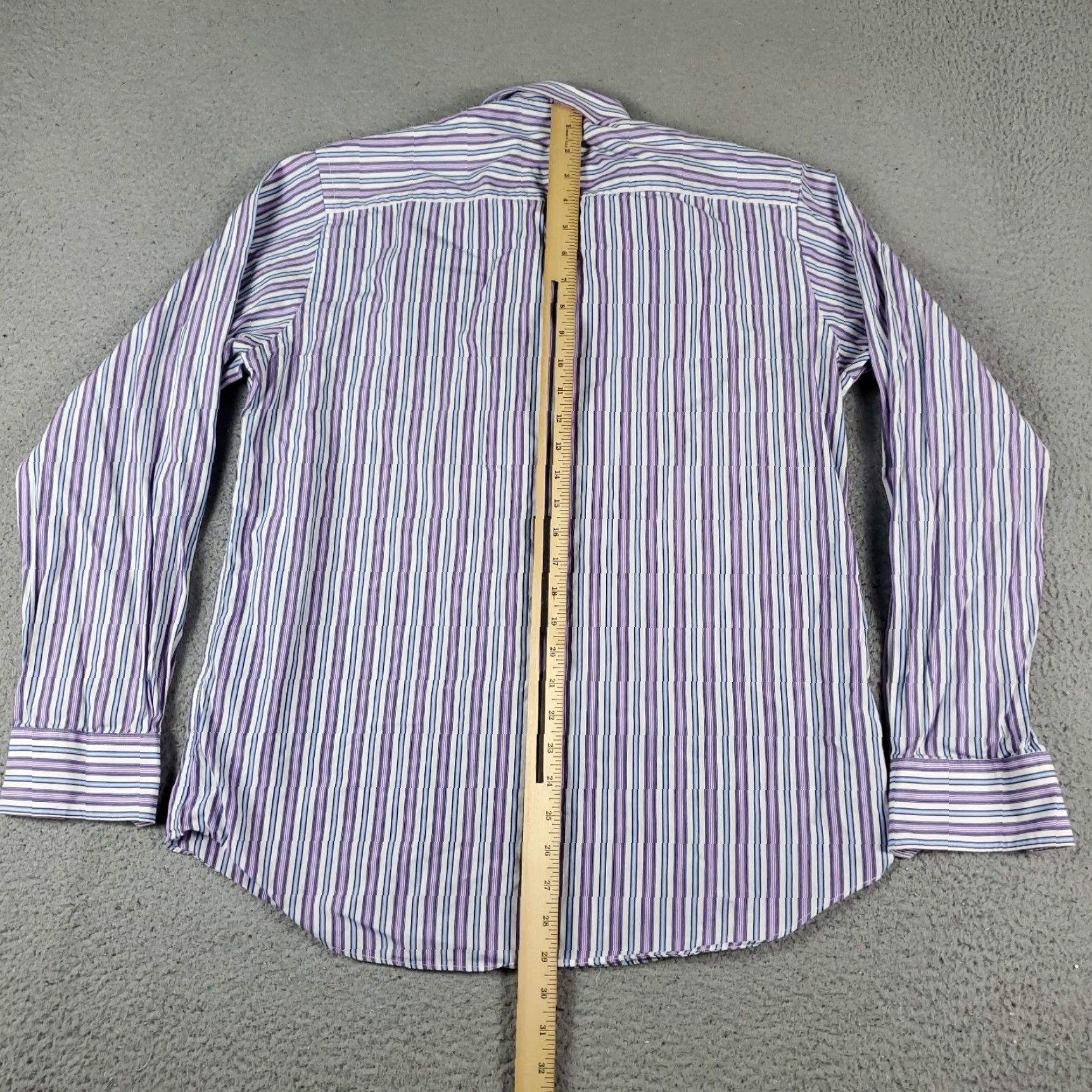 BUGATCHI Bugatchi Uomo Button-Up Shirt Men's Medium Purple Striped Long Sleeve Classic Fit Size US M / EU 48-50 / 2 - 3 Thumbnail