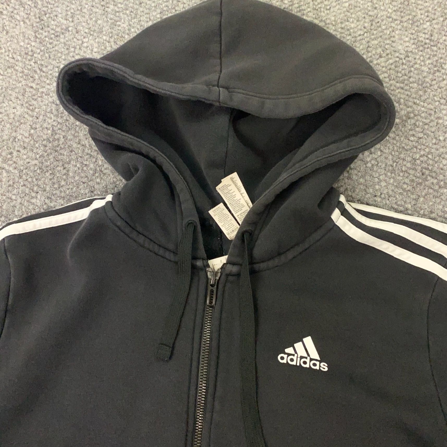 Adidas Adidas Hoodie Mens Small Black Fleece Essential Sweatshirt Hooded Pockets Full Zip Size US S / EU 44-46 / 1 - 3 Thumbnail
