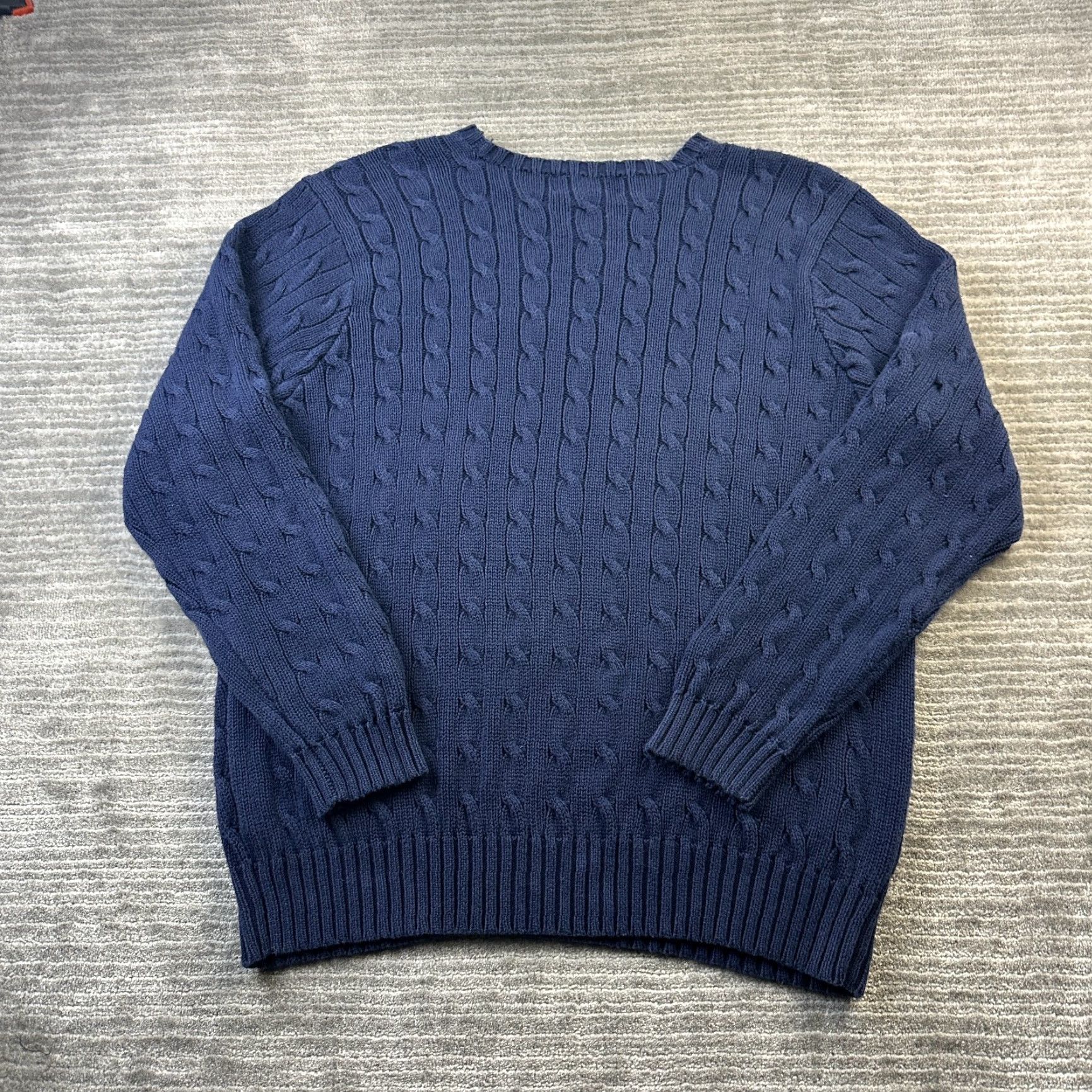 Polo Ralph Lauren Polo Ralph Lauren Sweater Mens Large Blue Cable Knit Pony Cotton Heavy Size US L / EU 52-54 / 3 - 2 Thumbnail