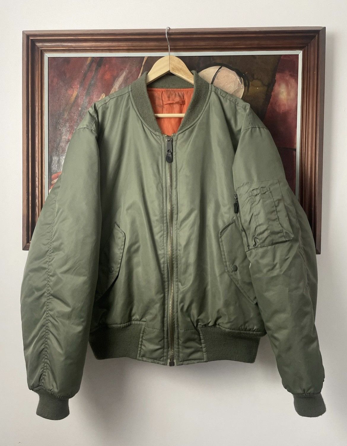 Vintage Alpha sold Industries Bombers Flight Jacket Flyers CWU-45/p Olive