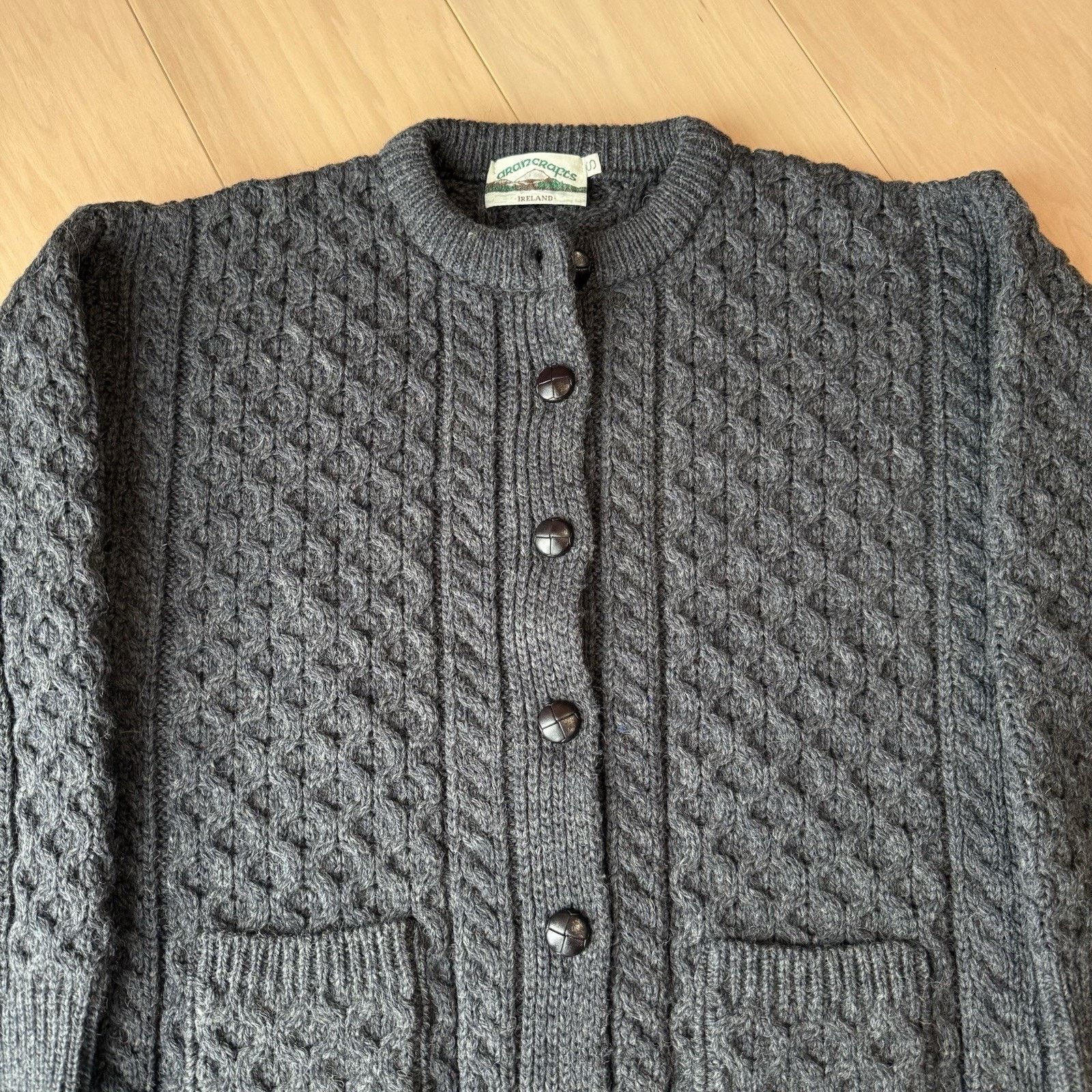 Aran Crafts Aran Crafts Cable Knit Cardigan Gray Wool Ireland Fisherman Size S / US 4 / IT 40 - 4 Thumbnail