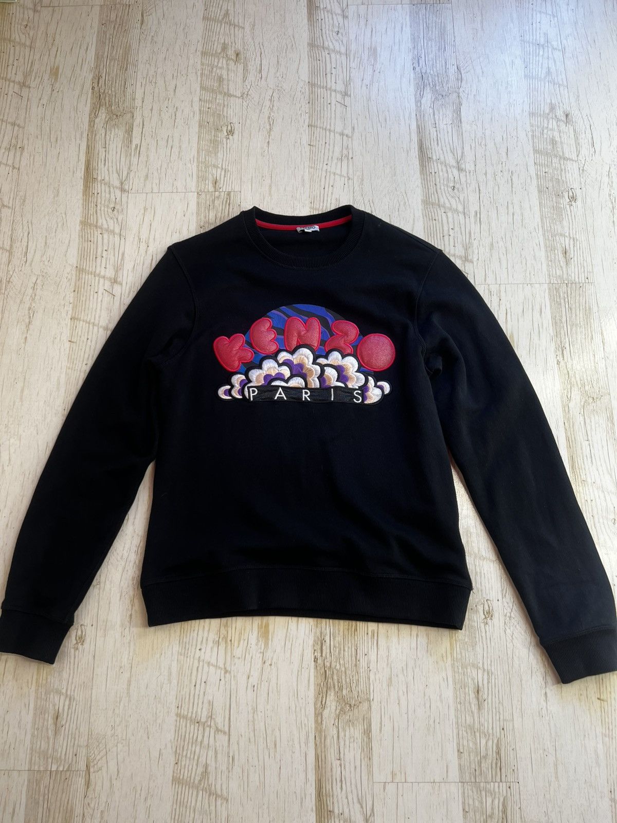 Kenzo Kenzo Paris Embroidered Logo Sweatshirt Black Size M Size US M / EU 48-50 / 2 - 4 Thumbnail