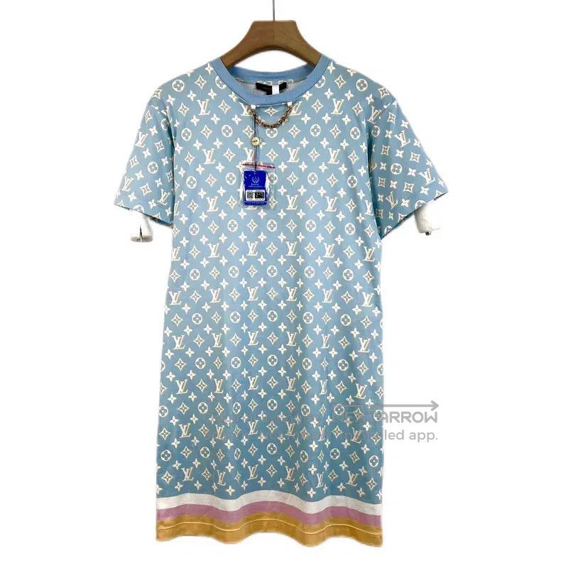 Louis Vuitton Louis Vuitton Blue Round Neck Full Print Mid-Waist Slim Mi Size S / US 4 / IT 40 - 1 Thumbnail