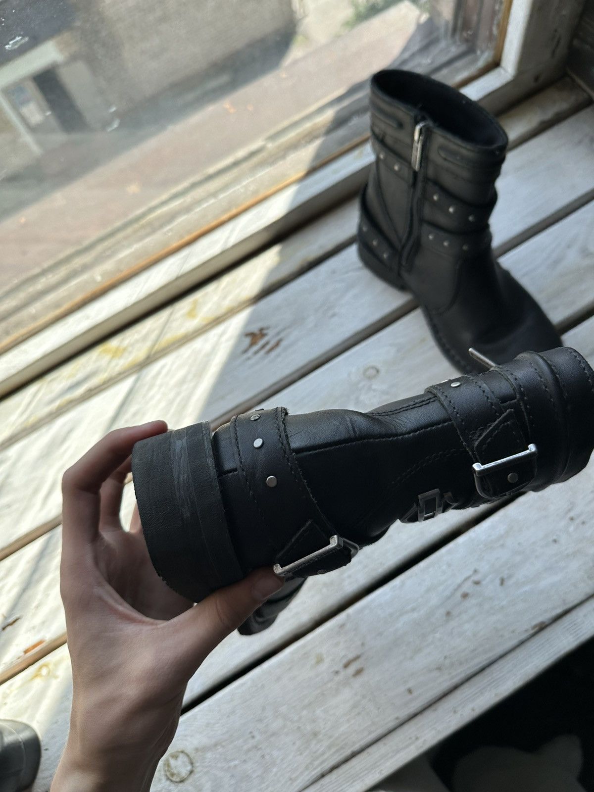Harley Davidson 🚨RARE HARLEY DAVIDSON BLACK BOOTS METAL WITH LOGO IF6WAS9 Size US 7 / IT 37 - 5 Thumbnail