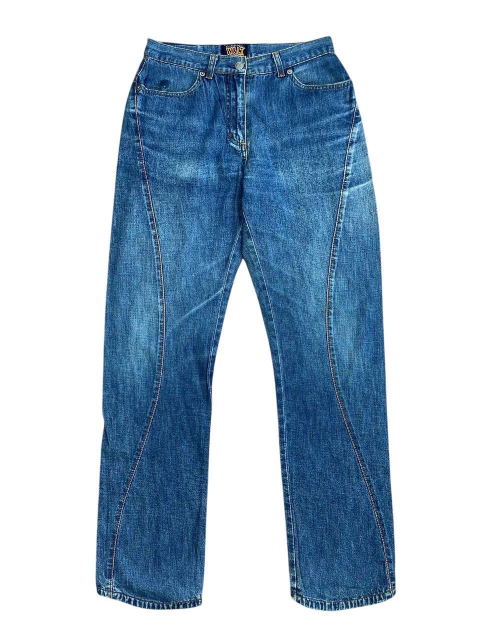 Walter Van Beirendonck W&LT Anatomical Curved Seam Slim Fit Washed Denim Size US 27 - 1 Thumbnail