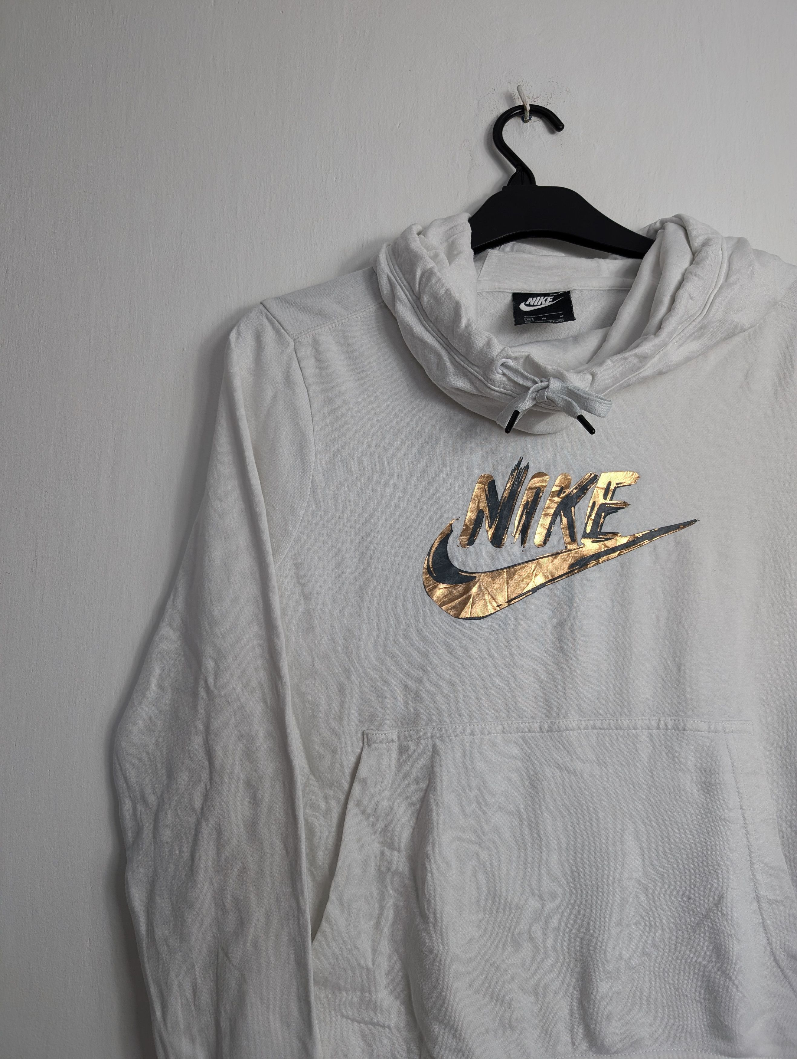 Nike Nike Sportswear White Gold Logo Hoodie Retro Y2K Size M / US 6-8 / IT 42-44 - 2 Thumbnail