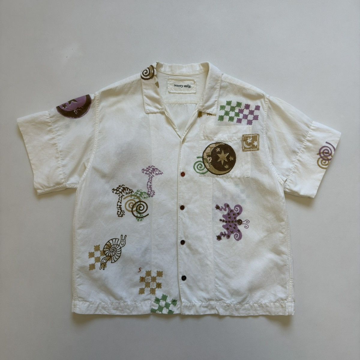 Story Mfg. ‘Greetings’ Embroidered Boxy Shirt Size US S / EU 44-46 / 1 - 2 Thumbnail