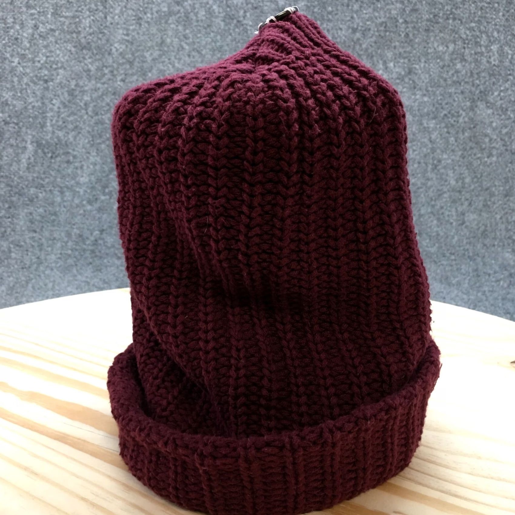 Vintage Love Your Melon Beanie Hat Womens Purple OS Adjustable Cuffed Pompom Knitted Size ONE SIZE - 5 Thumbnail