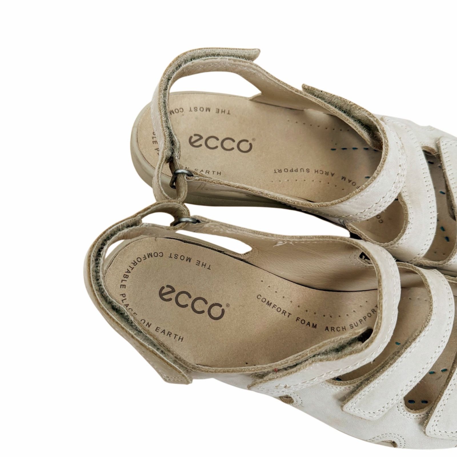 Ecco Ecco Beige Leather Breeze 3 Strap Sandals Sz 39 Size US 8.5 / IT 38.5 - 3 Thumbnail