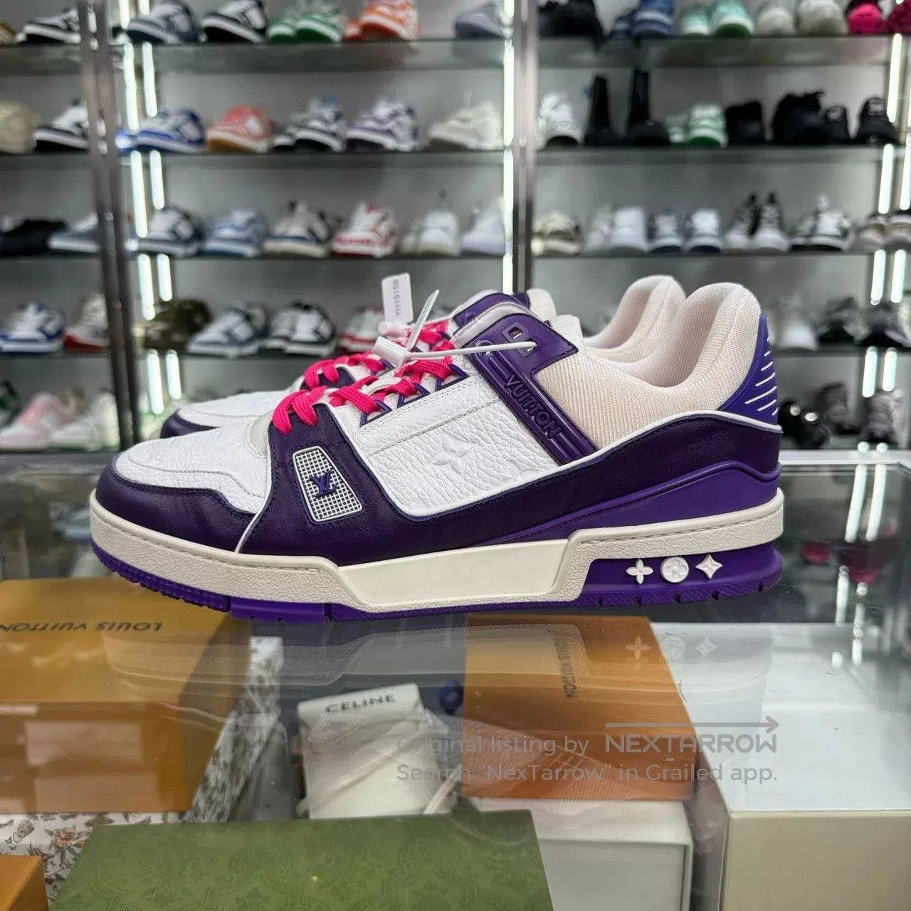 Louis Vuitton LV TRAINER White Purple. Size US 11.5 / EU 44-45 - 3 Thumbnail