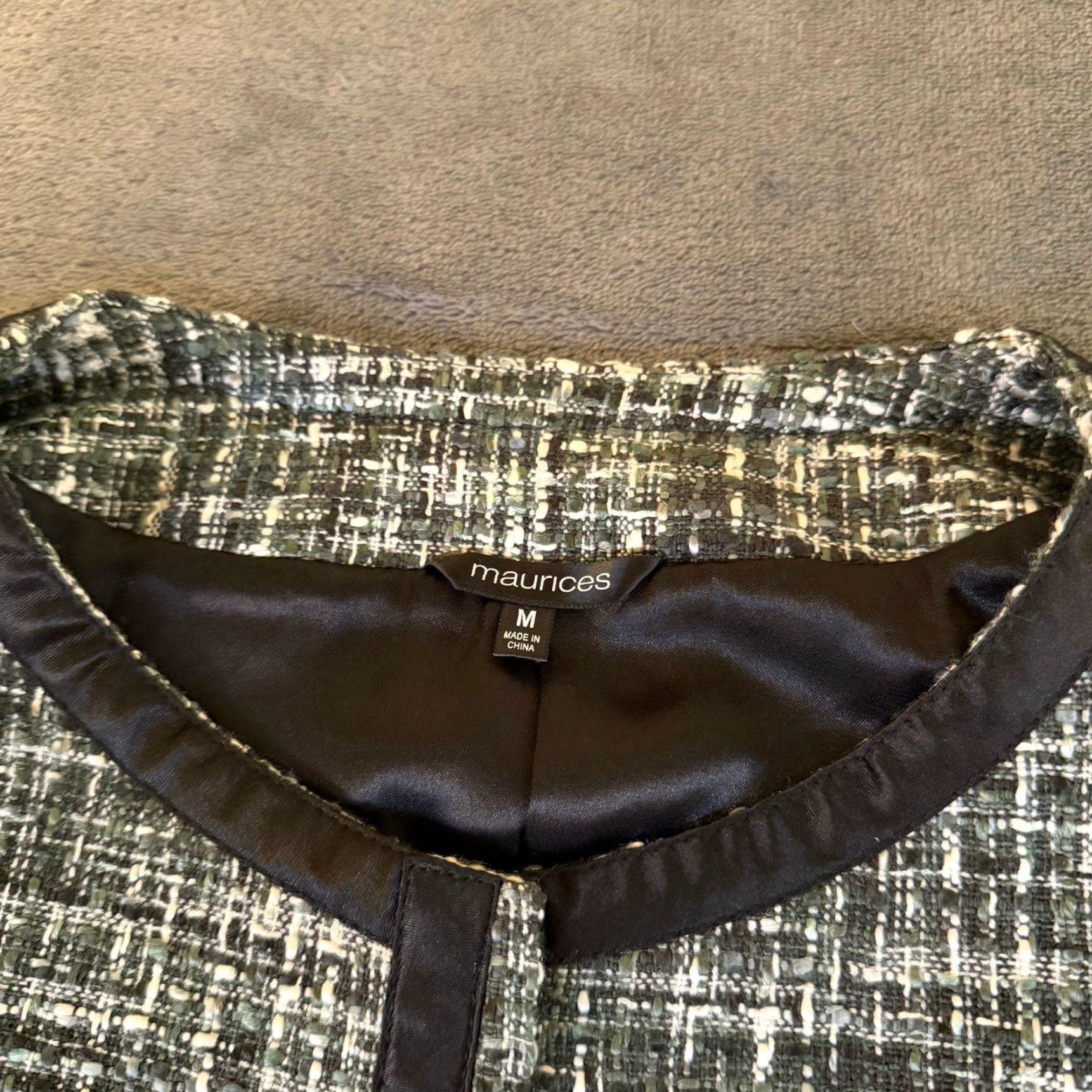 Vintage Maurices Black Trim Tweed Jacket Career Business Work Blazer Womens Medium Size M / US 6-8 / IT 42-44 - 3 Thumbnail