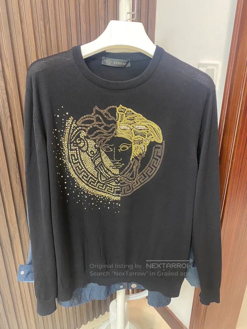 Other Versace Rivet diamond-encrusted Medusa embroidered crew ne Size US XXL / EU 58 / 5 - 2 Thumbnail
