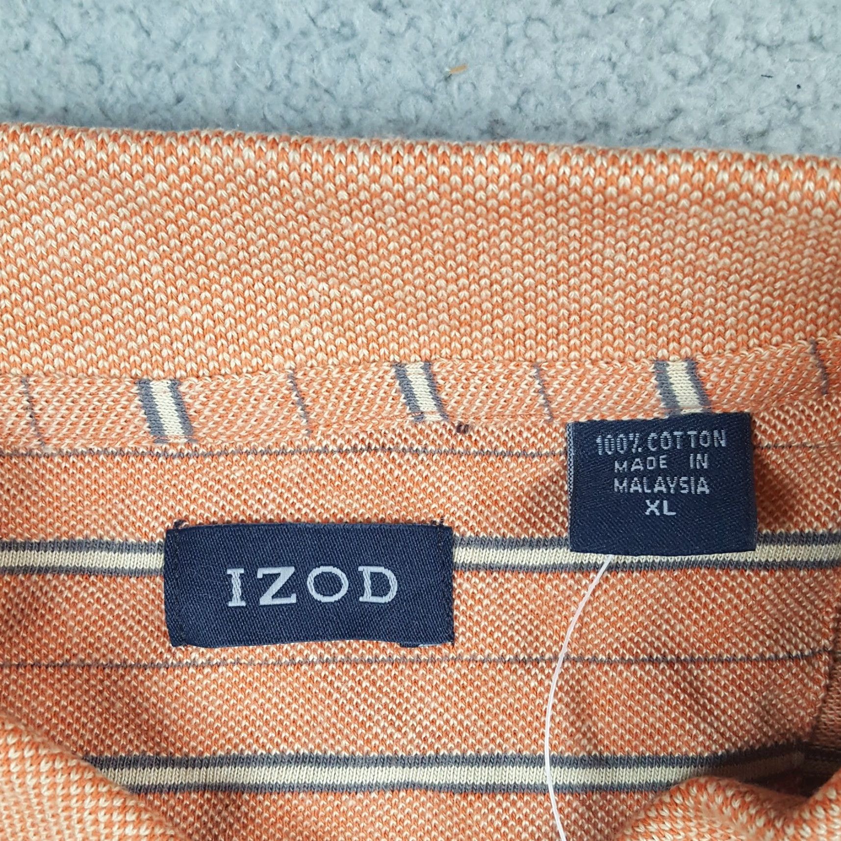 Izod VINTAGE IZOD Polo Shirt Men's XL Orange Striped Preppy Button Collar Shirt Size US XL / EU 56 / 4 - 7 Thumbnail