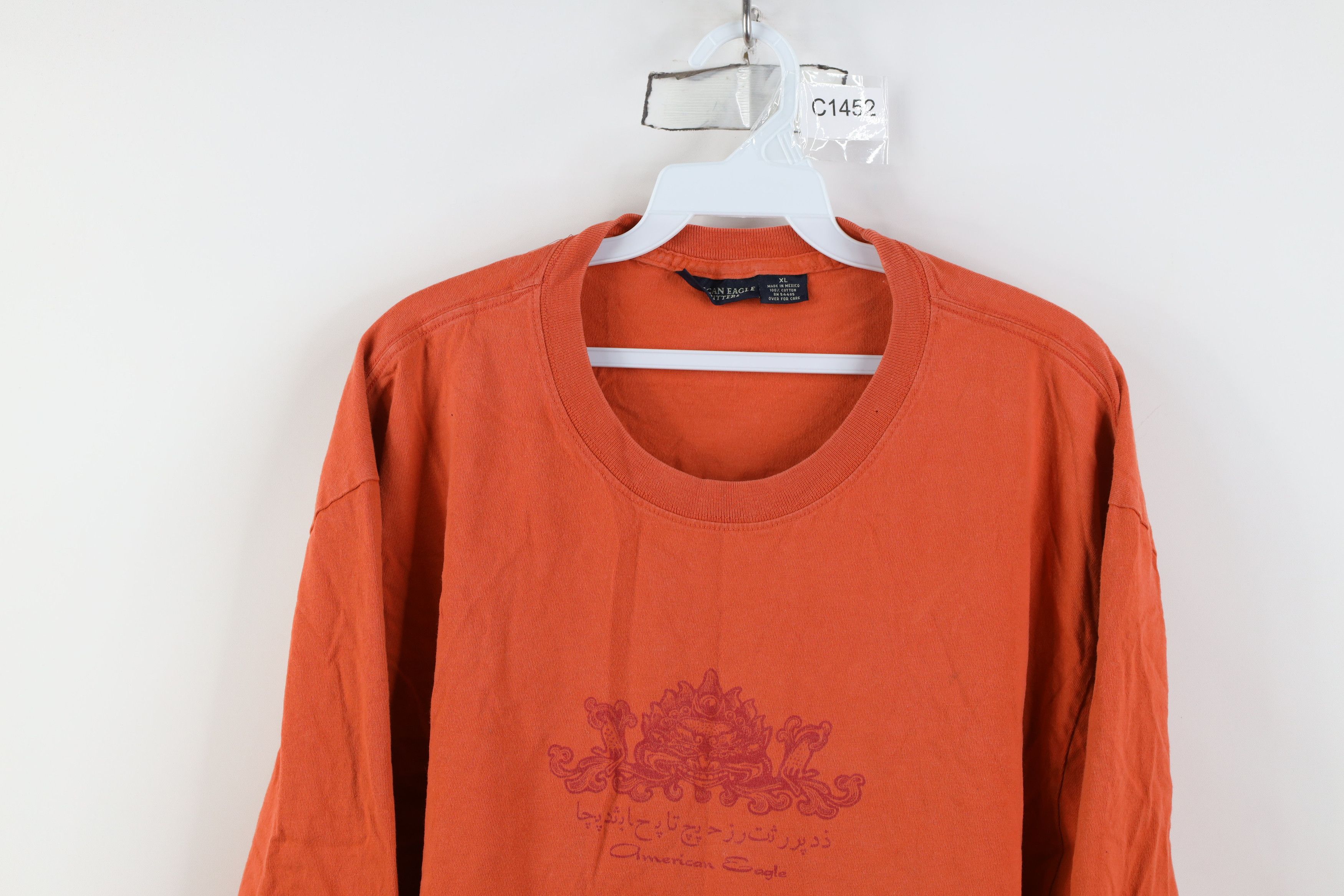 American Eagle Outfitters Vintage 90s Y2K American Eagle Long Sleeve T-Shirt Orange Size US XL / EU 56 / 4 - 2 Thumbnail