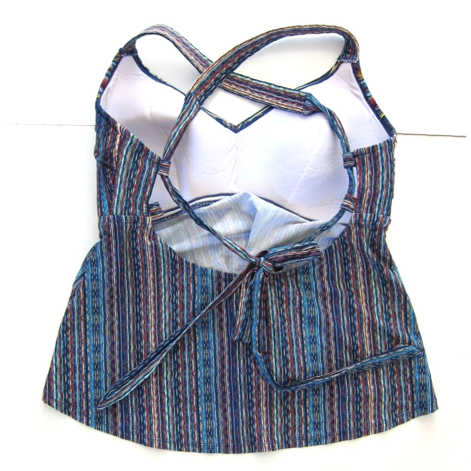 Jessica Simpson Jessica Simpson Blue Stripe Tankini Padded Built In Bra Swim Top Woman 1X Size XL / US 12-14 / IT 48-50 - 2 Thumbnail