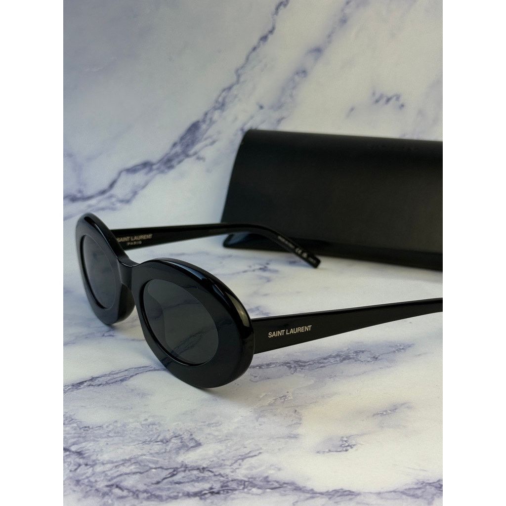 Saint Laurent Paris NEW Saint Laurent SL594 Oval Sunglasses in Black Size ONE SIZE - 3 Thumbnail
