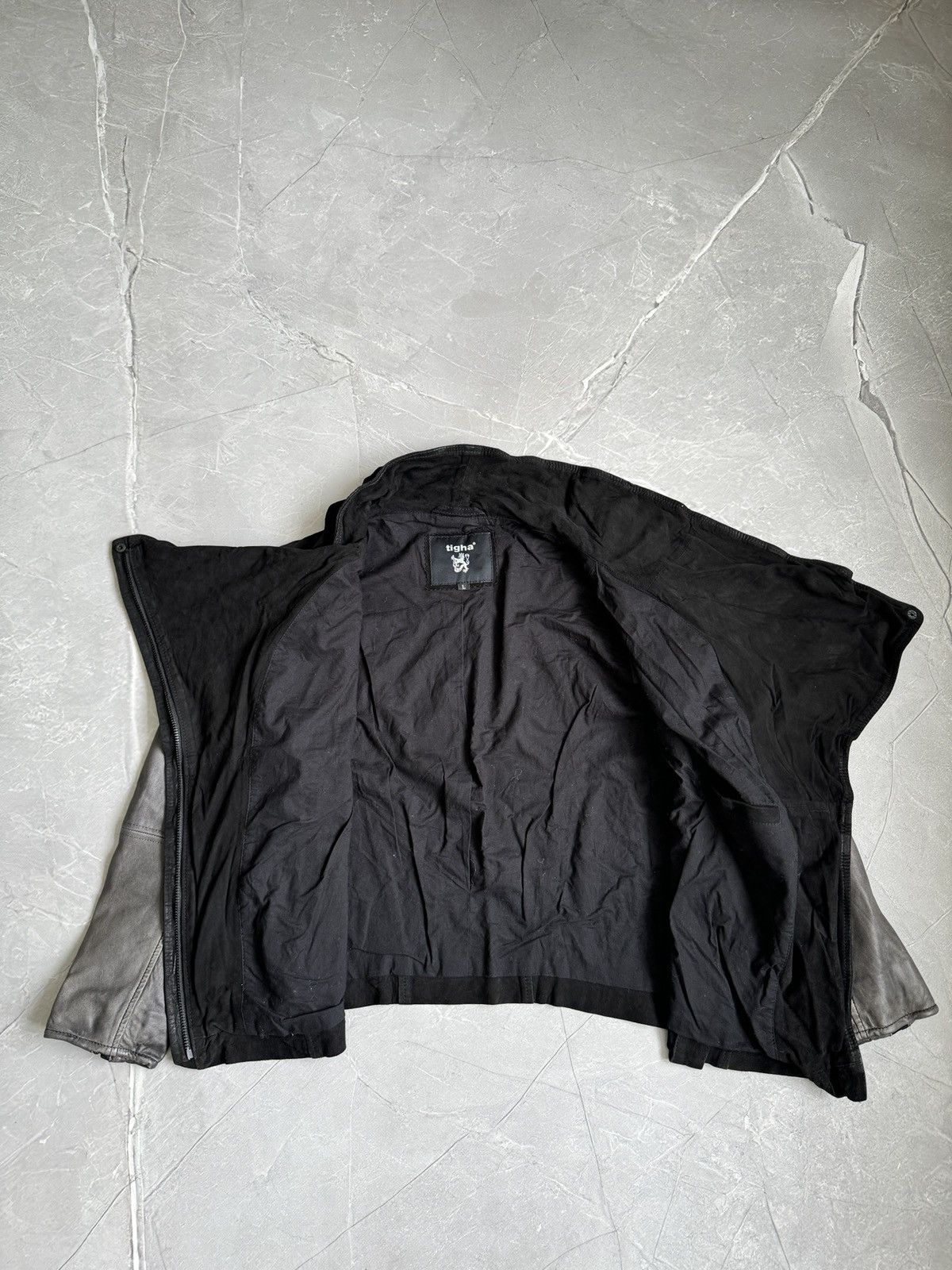 tigha Tigha High Neck Asymmetrical Leather Jacket Rick Owens Style Size L / US 10 / IT 46 - 10 Thumbnail