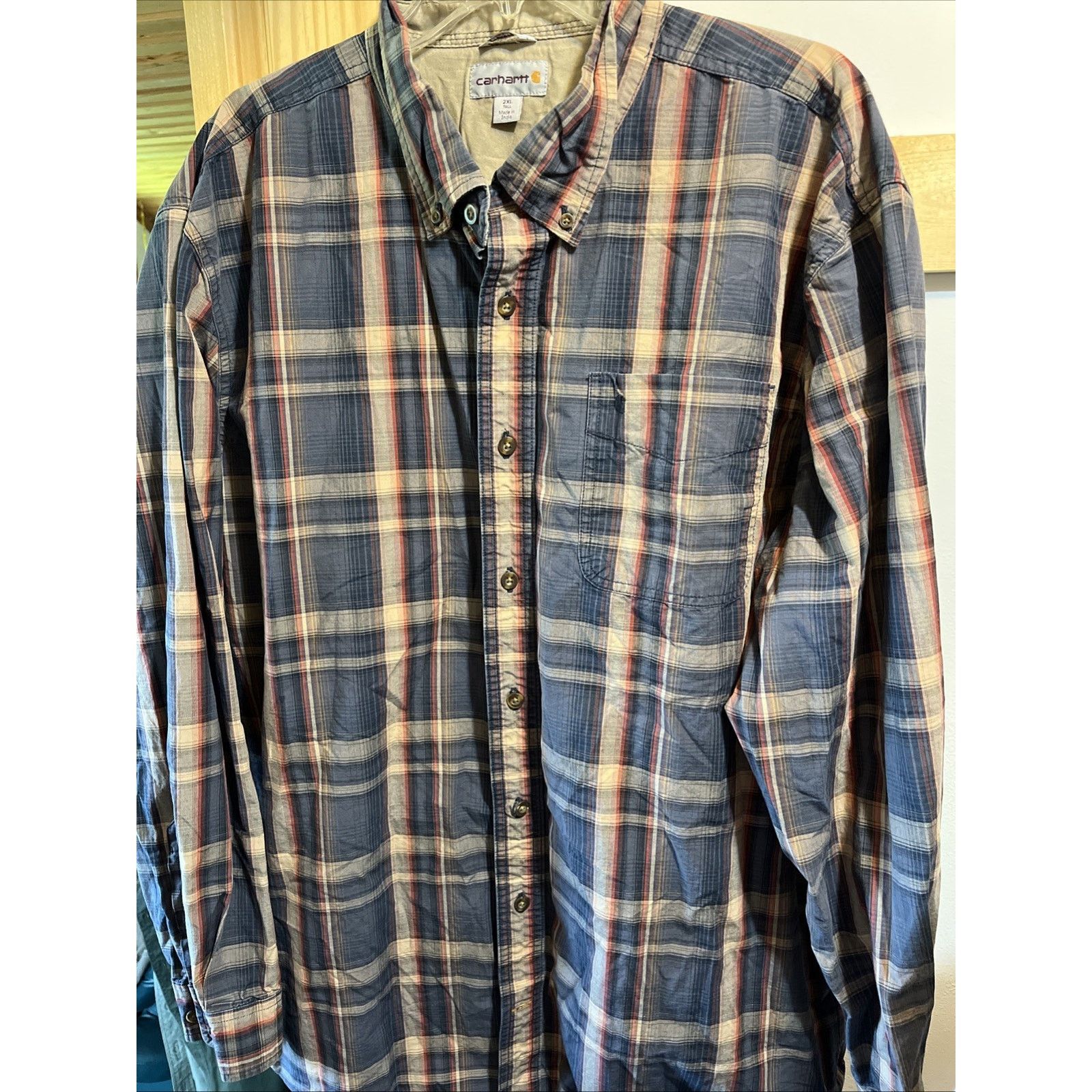 Carhartt Carhartt Shirt Men XXLT Blue Brown Plaid Outdoor Relaxed Fit Size US XXL / EU 58 / 5 - 8 Thumbnail